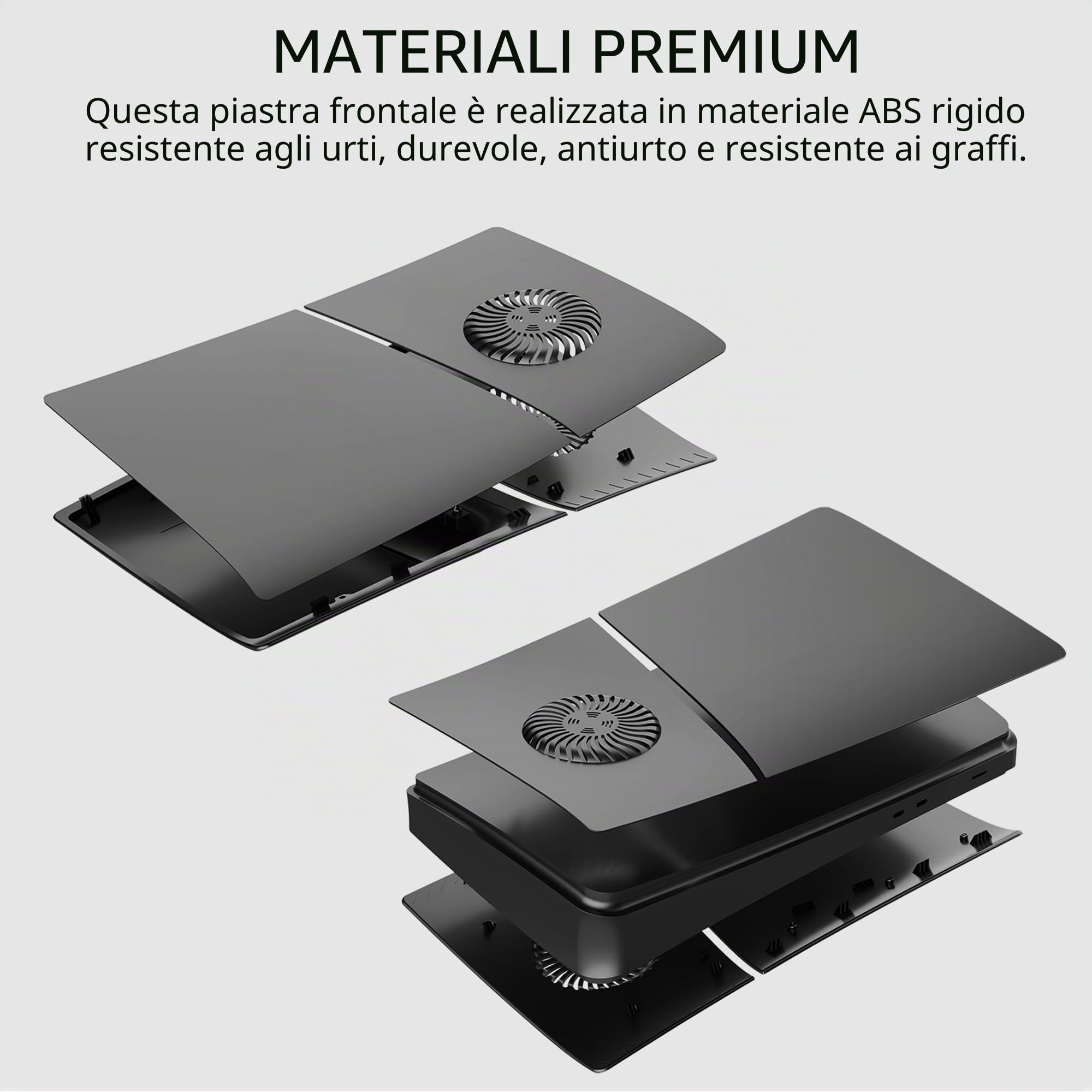 DOBEWINGDELOU Faceplate per PS5 Slim Digital Edition con prese d'aria e filtro antipolvere, pannelli di copertura per console Face Plate ABS antipolvere di ricambio laterale accessori custodia nera