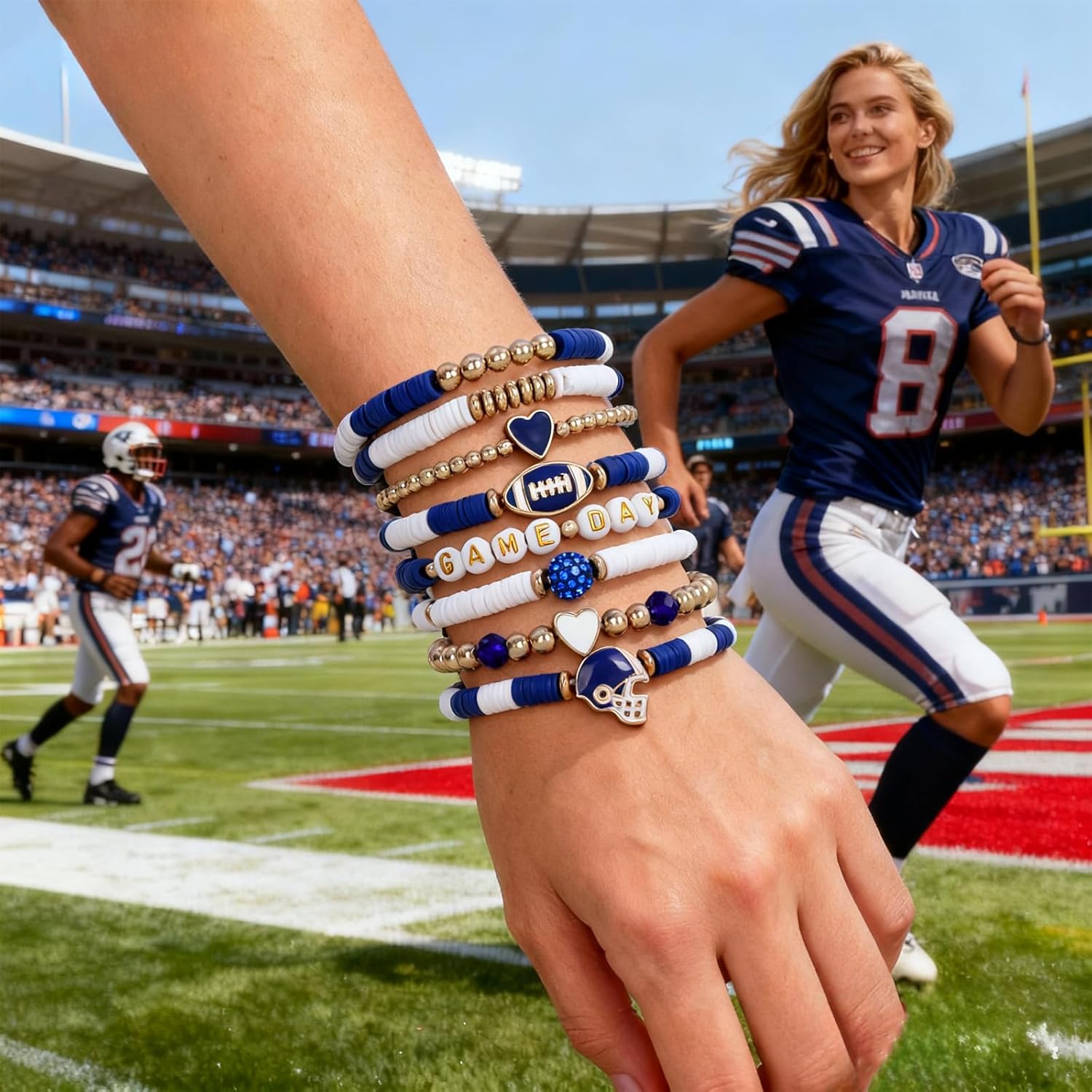 KUANG! Game Day Football Charm Bracelet Stackable Sports Jewelry for Moms Dads Football Fans Gifts - Image 6