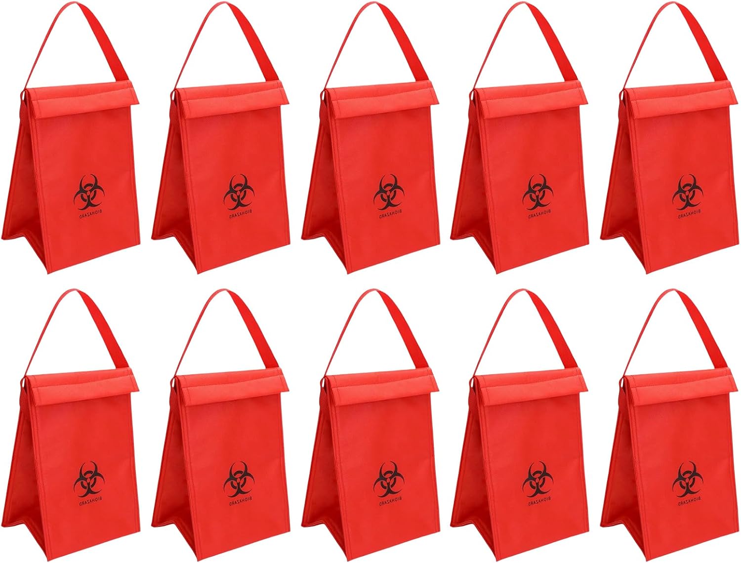 Med Specimen Transport Bag - Insulated Biohazard Cooler for Clinic and Lab, Reusable Specimen Tote with Handle, 7" L x 6" W x 10" H (10pcs)