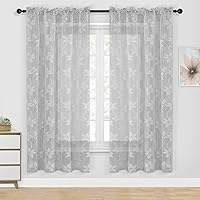 Vista 49 de DWCN Cortinas traslúcidas para cocina, bolsillo para barra de encaje floral beige, 52 x 36 pulgadas, 2 paneles Encaje Beige