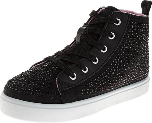 KENSIE GIRL Hightop Sneakers Sparkly Glitter Lace Up Non Slip - Kids Casual Fashion High Top Shoes Sizes 11-13 Little Kid / 1-4 Big Kid