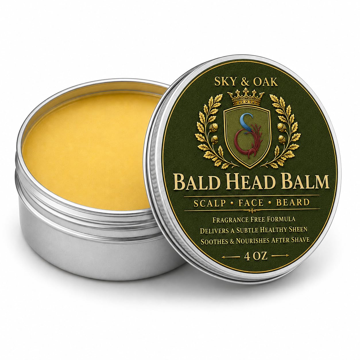 Bald Head Balm for Men – 4 oz – Fragrance Free Scalp Moisturizer for Shaved Head, Face & Beard