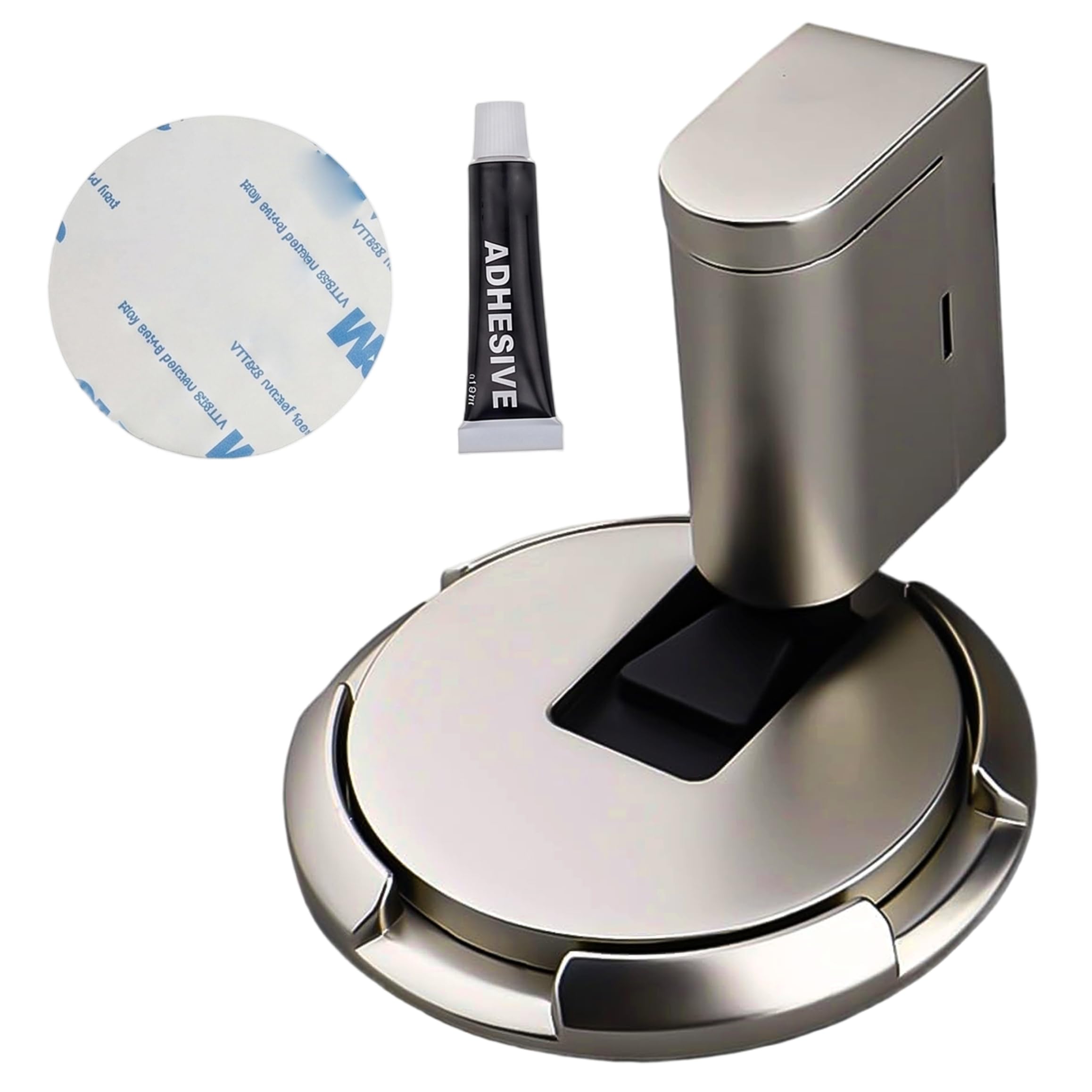 Magnetic Door Stoppers Mechanical Windproof, Adhesive Door Stopper with No-Drill or Drill Installation, Heightening Pad