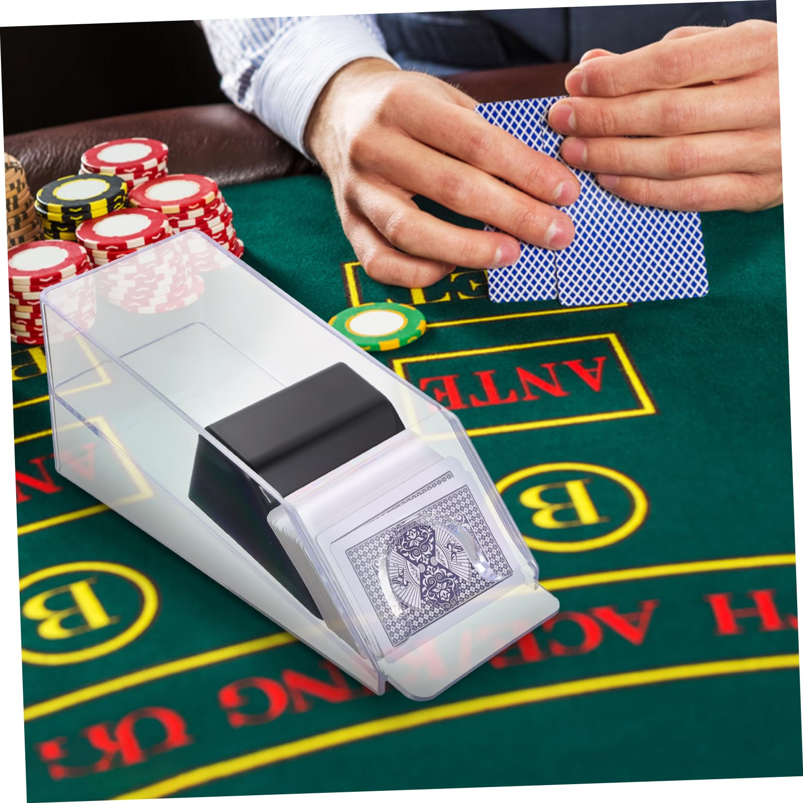 Distributore Pezzo Carte Poker in Gioco da Acrilico per 1 | Uso su Tavolo da Gioco, Cuneo Zavorrato Robusto, Gestione Facile e Durevole per Partite