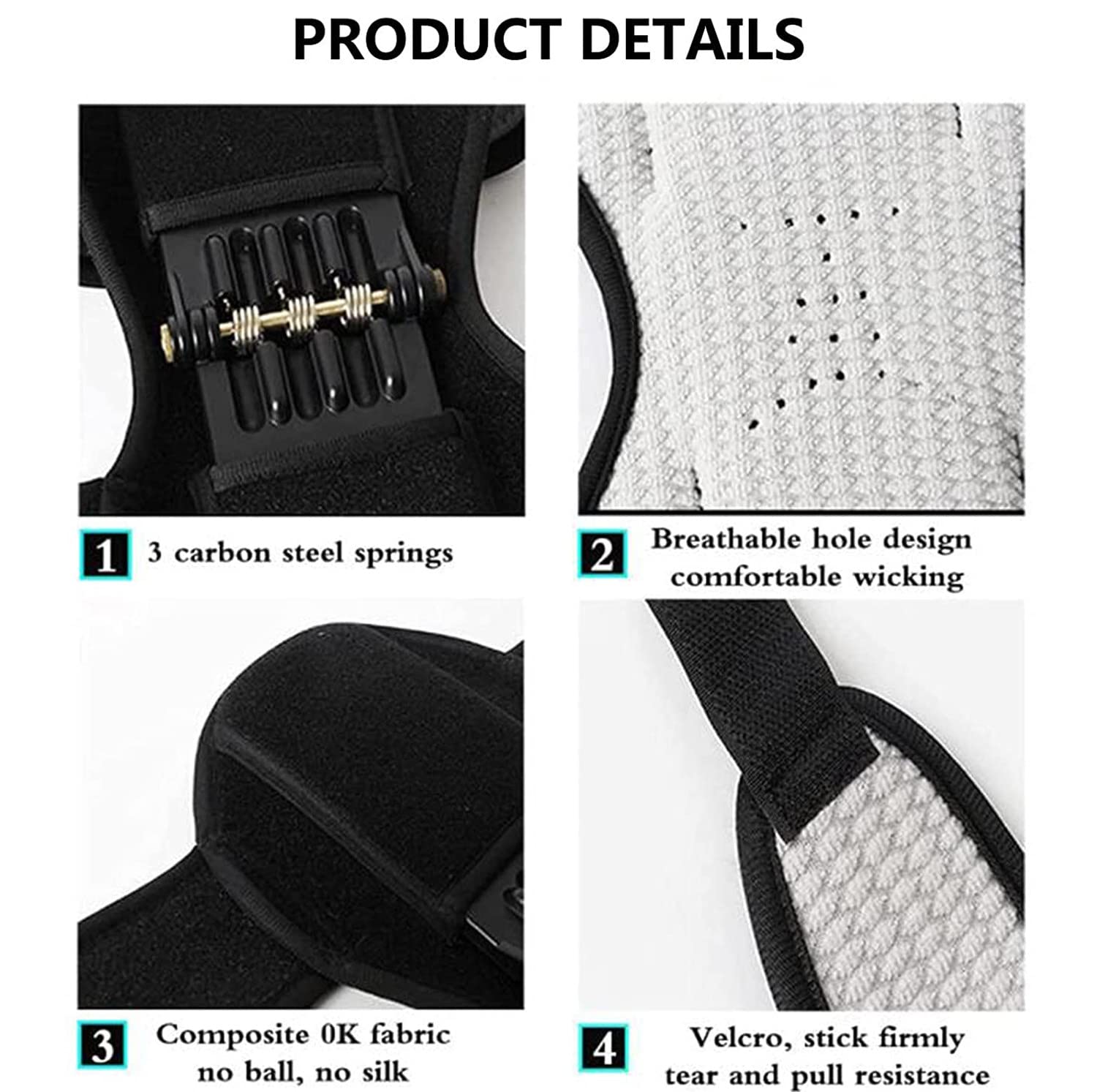 Refuerzo Protección Rodillas, Almohadillas Apoyo Articulaciones Power Lifts con Potentes Rebotes Spring Force Old Cold Knee Band, para Deportes Senderismo Escalada Entren,4Spring