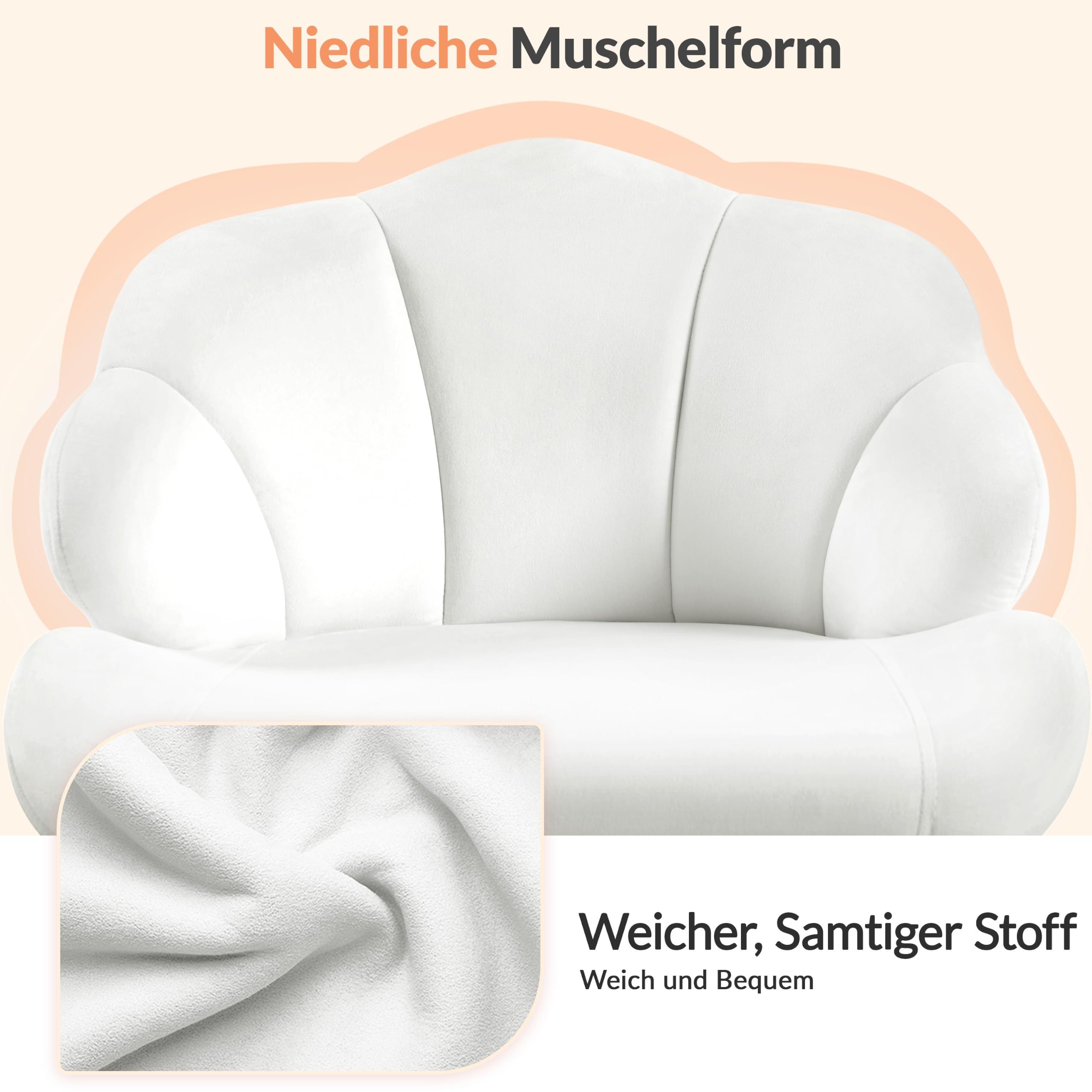 Yaheetech Homeoffice Stuhl Muschelform Schminkstuhl, höhenverstellbar Drehstuhl, Bürostuhl mit Wippfunktion, bis 136 kg belastbar, für Arbeitszimmer Schlafzimmer, Weiß | Schreibtischstuhl mit Wippfunktion, Drehstuhl bis 136 kg belastbar, atmungsaktiver St