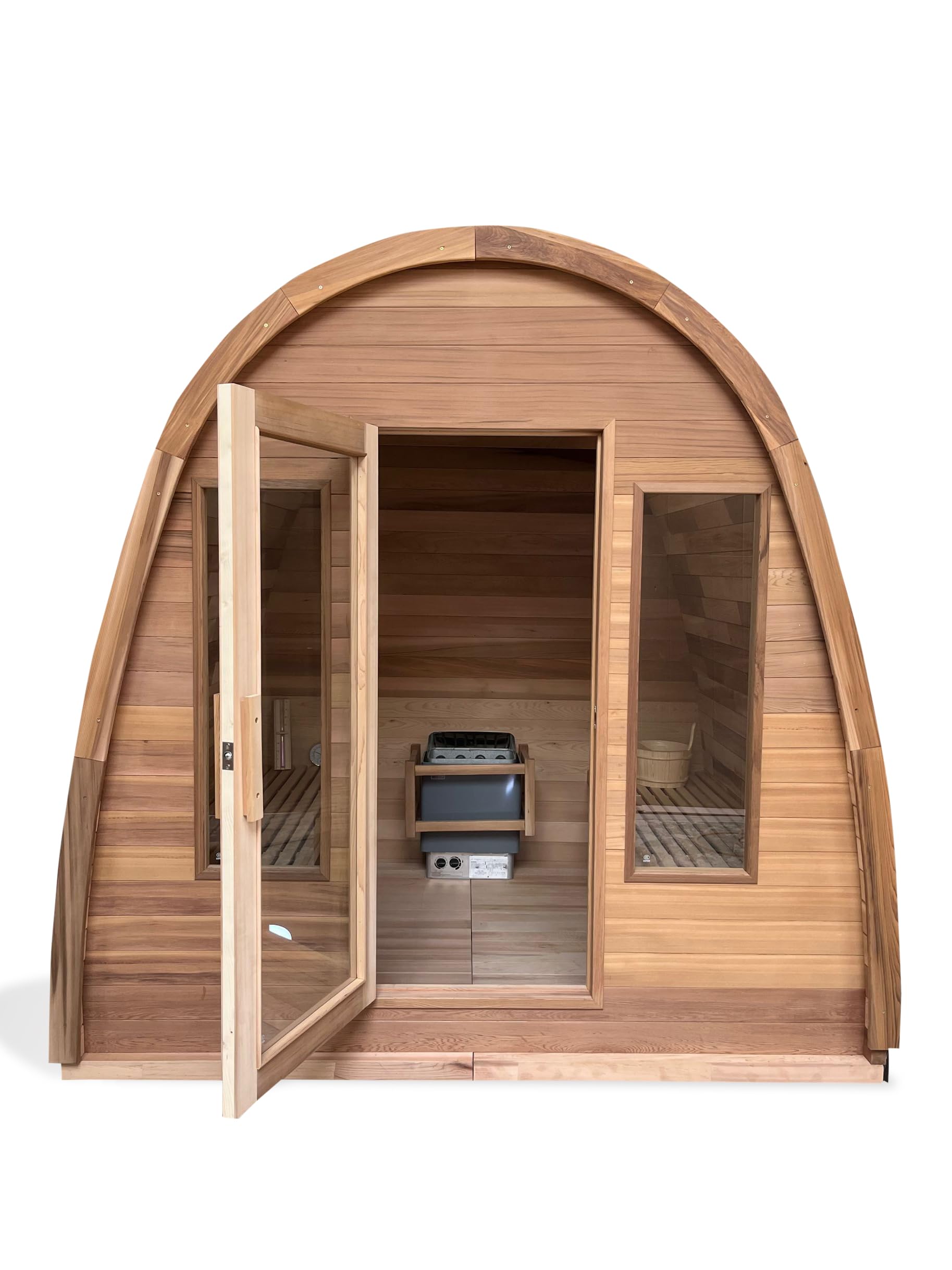 Canadian Red Cedar Wood Dome Top Wet/Dry Swedish Outdoor Steam Sauna SPA with 6KW OR 9KW Heater, Shingled Roof