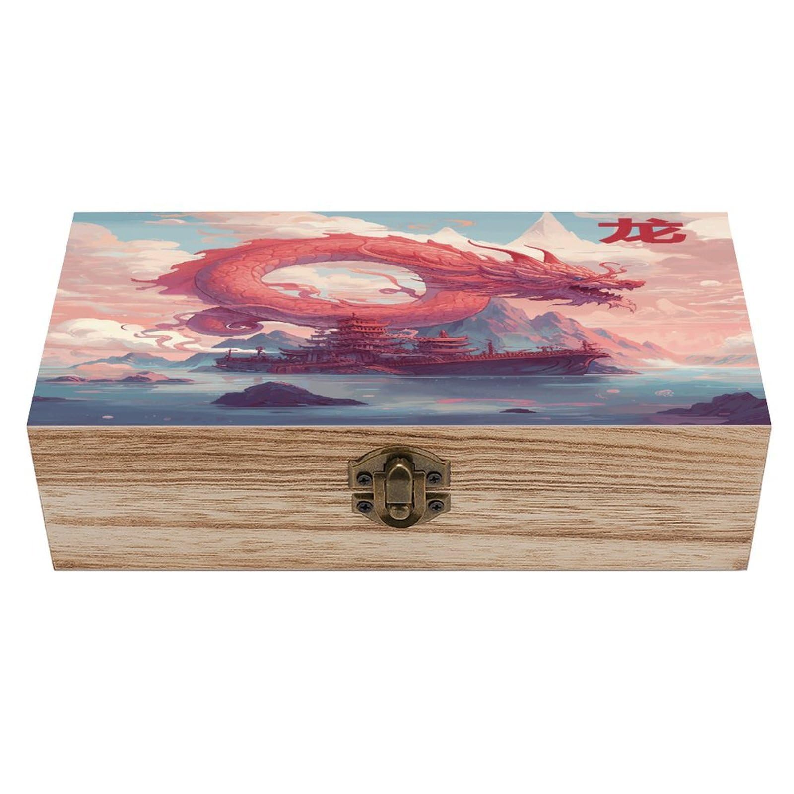 VstaDank Dragon And Cloud Wooden Keepsake Box with Hinged Lid Solid Wood Gift Boxes Beautifully Keepsake Box Jewellery Organiser Retro Memory Treasure Case with Lids Decorative Boxes