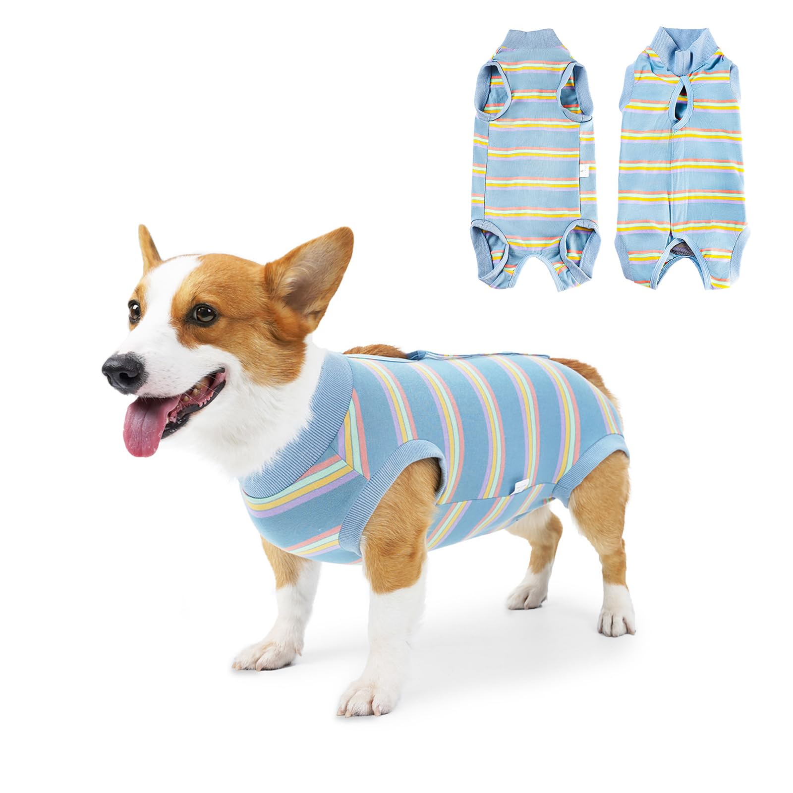 DELIFUR Pet Surgery Recovery Suit - Pet Onesie Dog Recovery Suit Wound Protective Clothes Prevented Licking Dog Onesies for Cats Dogs. (Sky Blue, Large)