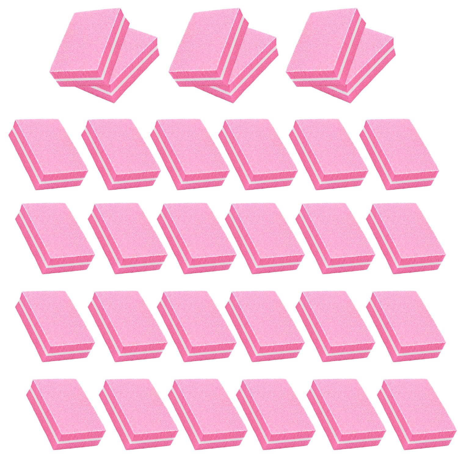 30 Pezzi Buffer per Unghie, Nail Buffer Quadrato Spugna Buffer Unghie Professionale, Adatti per Unghie in Gel e Unghie Acriliche(Rosa)