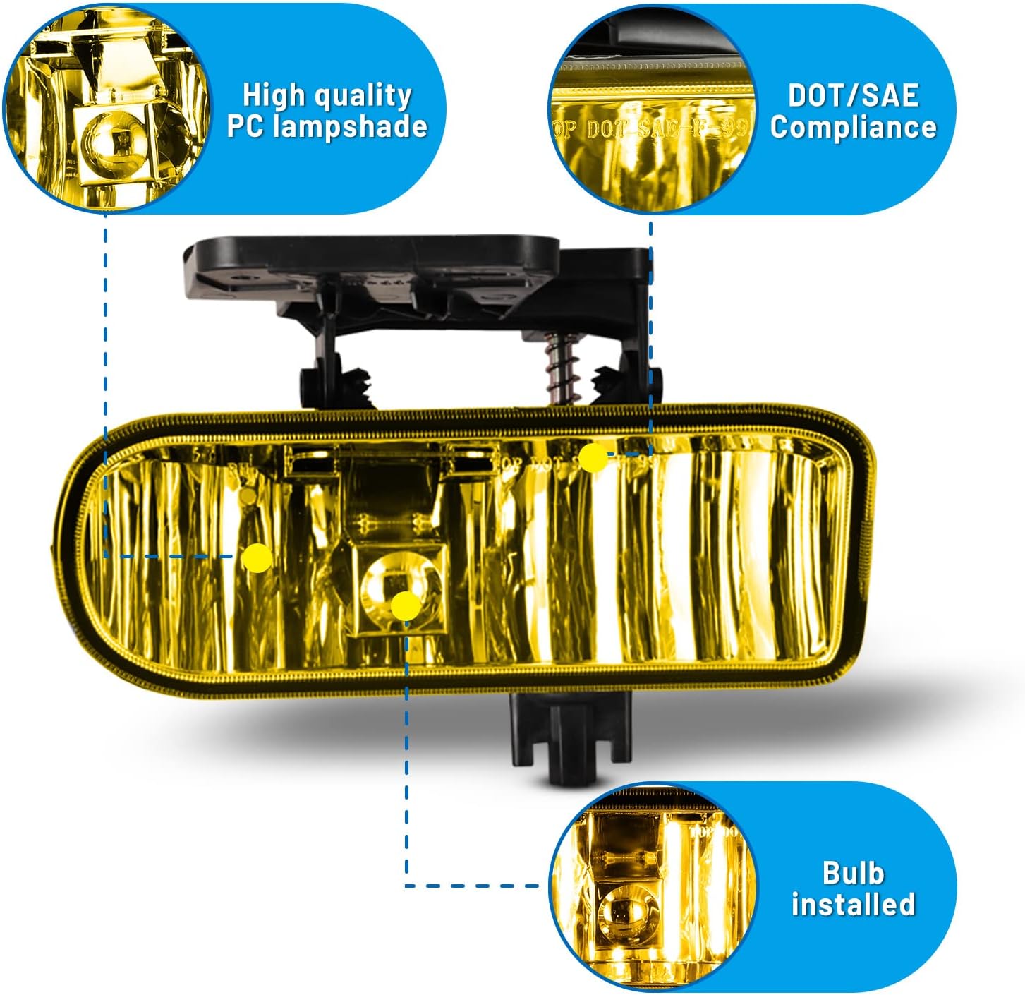 Fog Lights Lamps Assembly fit for GMC SIERRA 1500 2500 3500 1500HD 2500HD Yukon XL 1999 2000 2001 - 2006 Amber Yellow