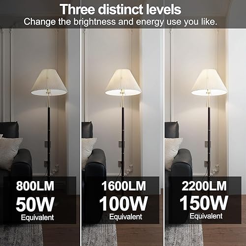 Miniatura 9 de Bombilla LED A 21 súper brillante con 3 niveles 50100150W, 80016002200 lúmenes, 2700K blanco suave, no graduable, base E26, registrada en UL, 2