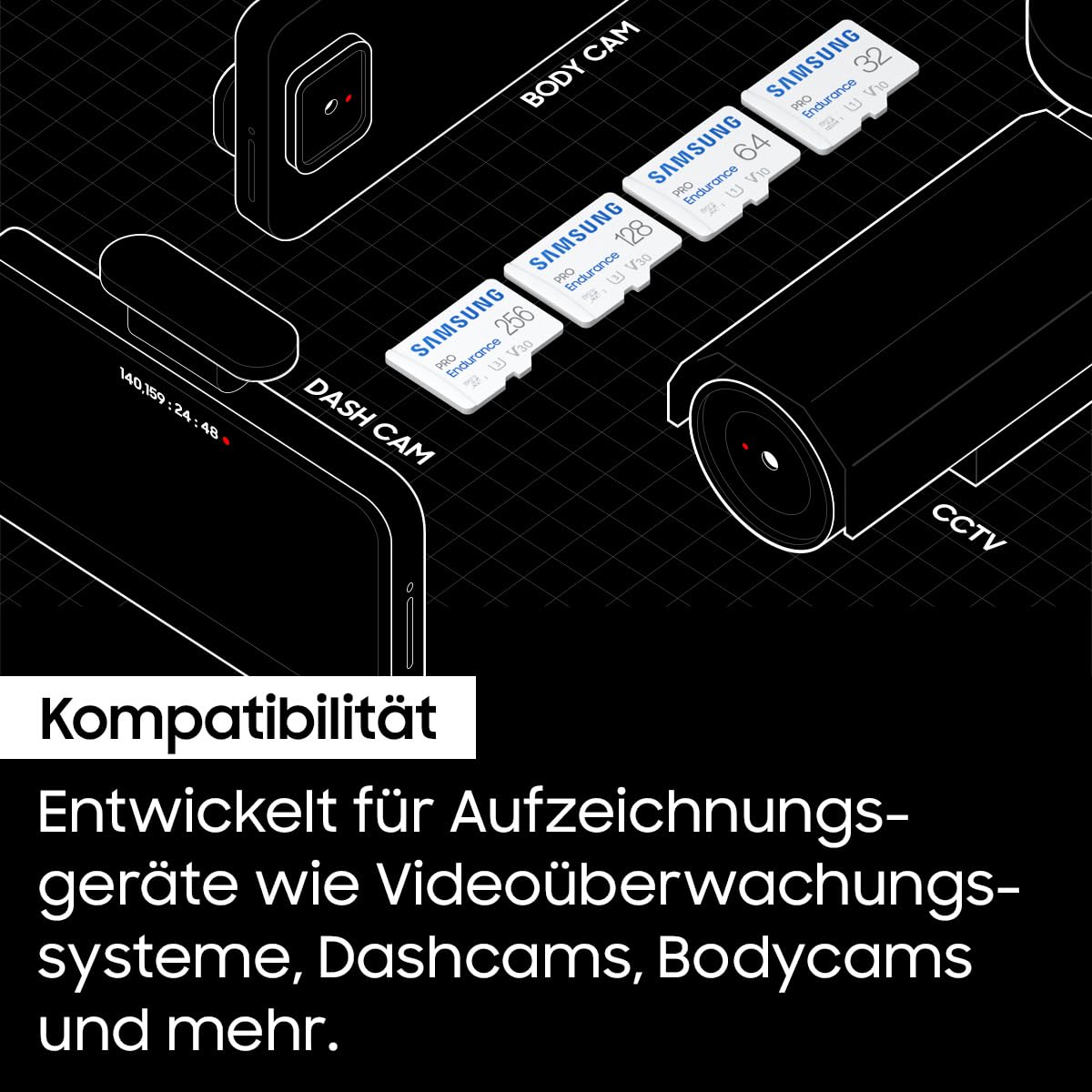 Samsung PRO Endurance microSD-Karte + SD-Adapter, 128 GB, Für Videoüberwachungssysteme, Dashcams und Bodycams,UHS-I U3, Full HD & 4K UHD, 100 MB/s Lesen, 40 MB/s Schreiben, MB-MJ128KA/EU