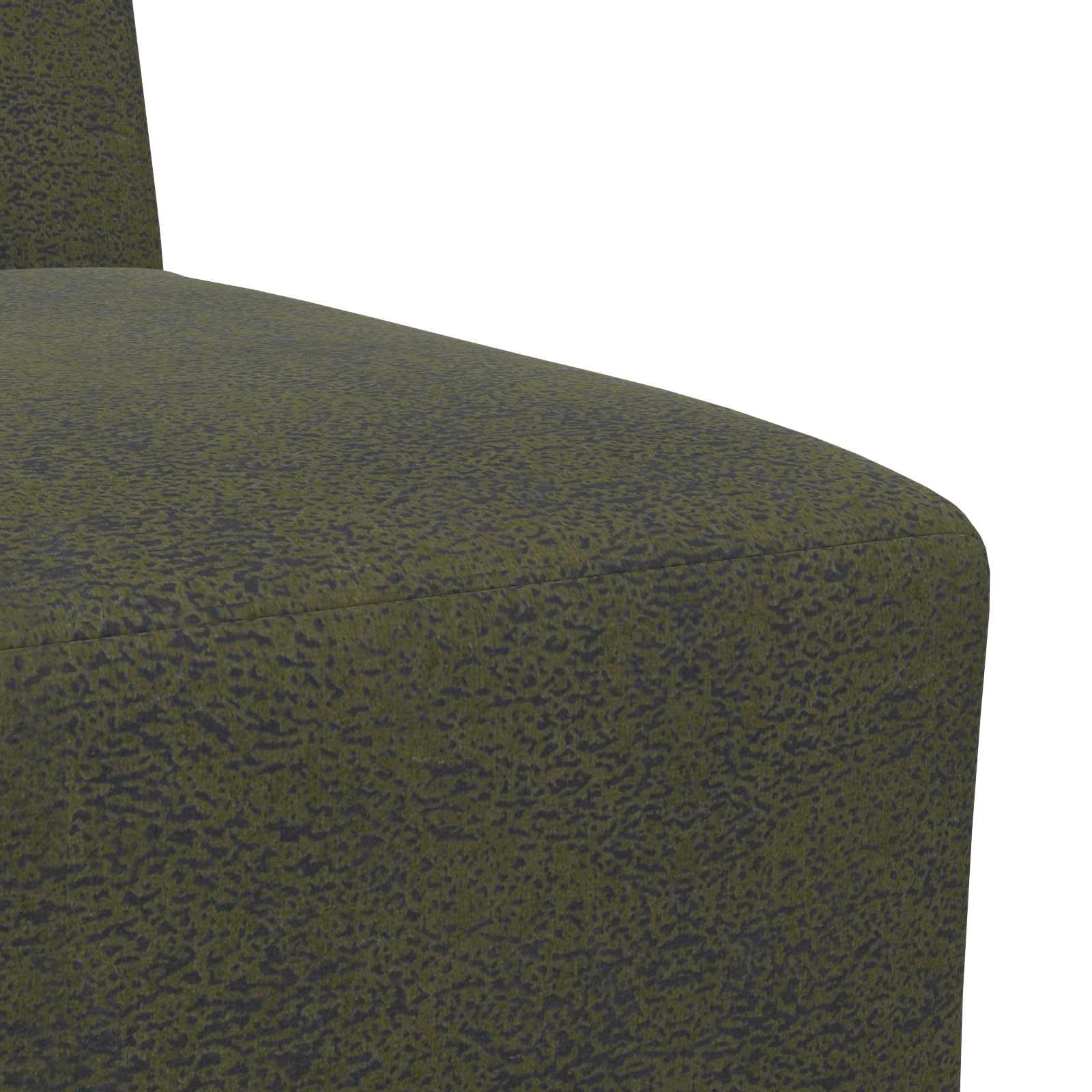Modułowa sofa bez rękawów, oliwkowa zieleń z zamszowym obiciem, 55 x 74 x 82 cm, wytrzymała rama, wszechstronne zastosowanie jako dwuosobowa kanapa do salonu, biura, pokoju gościnnego