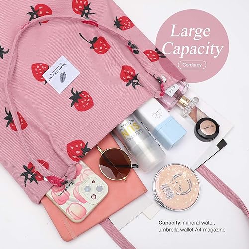 Vista 226 de Tote - Bolsa de hombro reutilizable de pana de gran capacidad con bolsillos interiores para mujeres y niñas Rayas