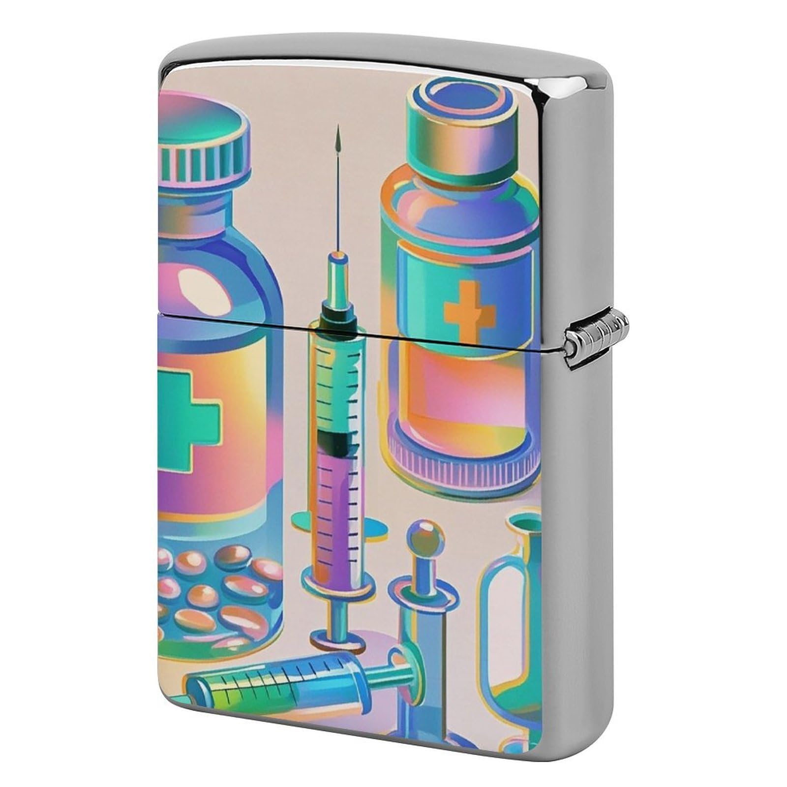 Gradient Medical Items Pattern Lighter Case for Men, Personalized Lighter Cover for Valentine's Day Gifts, Flip-Top Lighters Shell for Outdoor, Portable Lighters Protective Sleeve