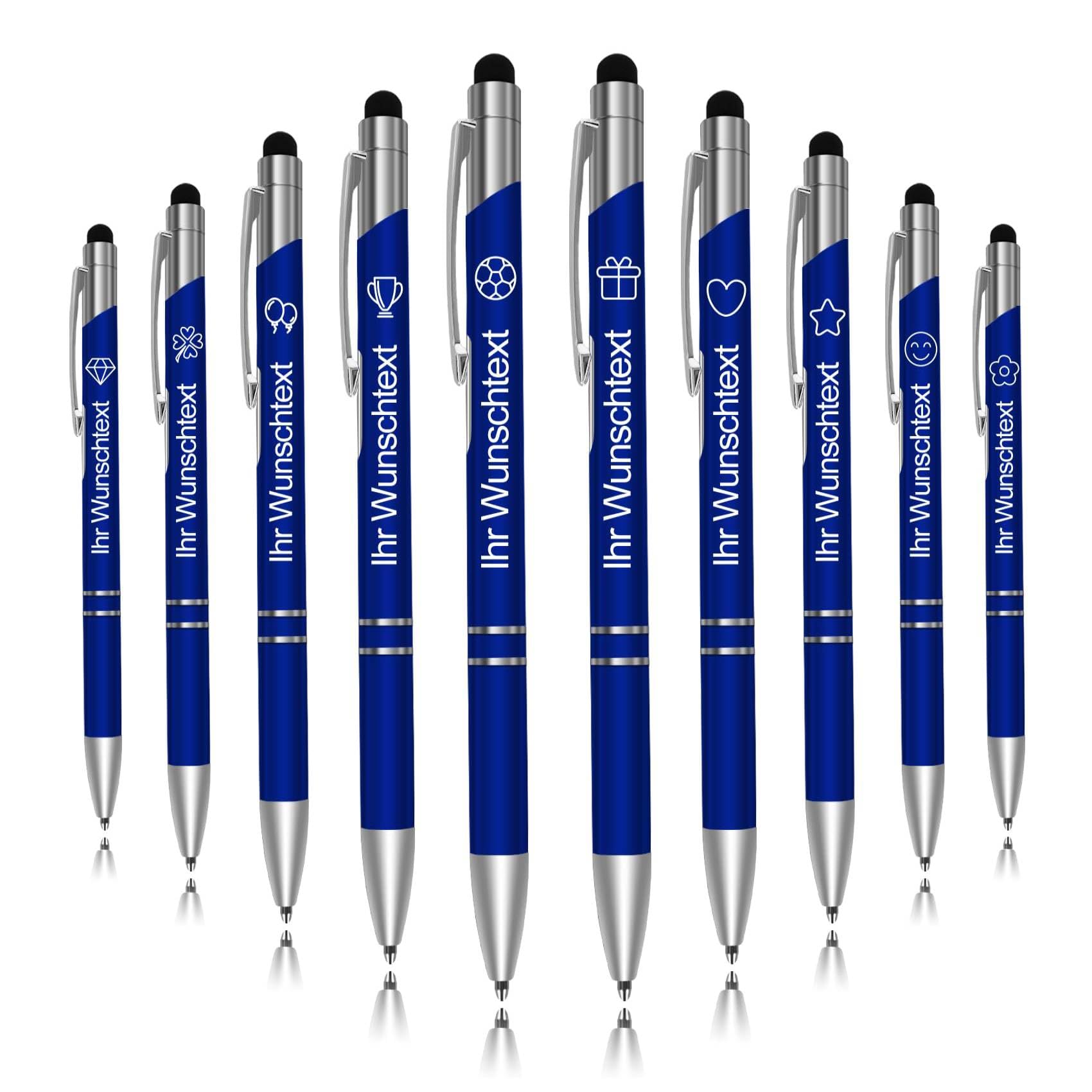 100 Stück Personalisierte Kugelschreiber mit Gravur (Name & Wunschtext),Kugelschreiber mit logo Touchpen für Smartphone&Tablet, Ideales Abschiedsgeschenk für Lehrer, Kollegen oder Ruhestand