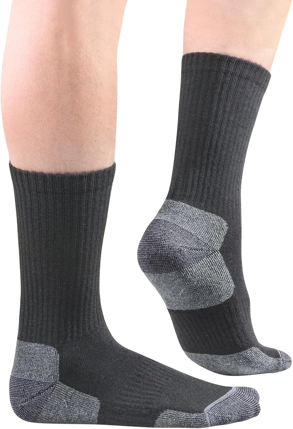 YUEDGE Mens Socks Moisture Wicking Training Athletic Cushioned Crew Socks Anti-Odor Work Socks For Men, 5 Pairs - Image 2
