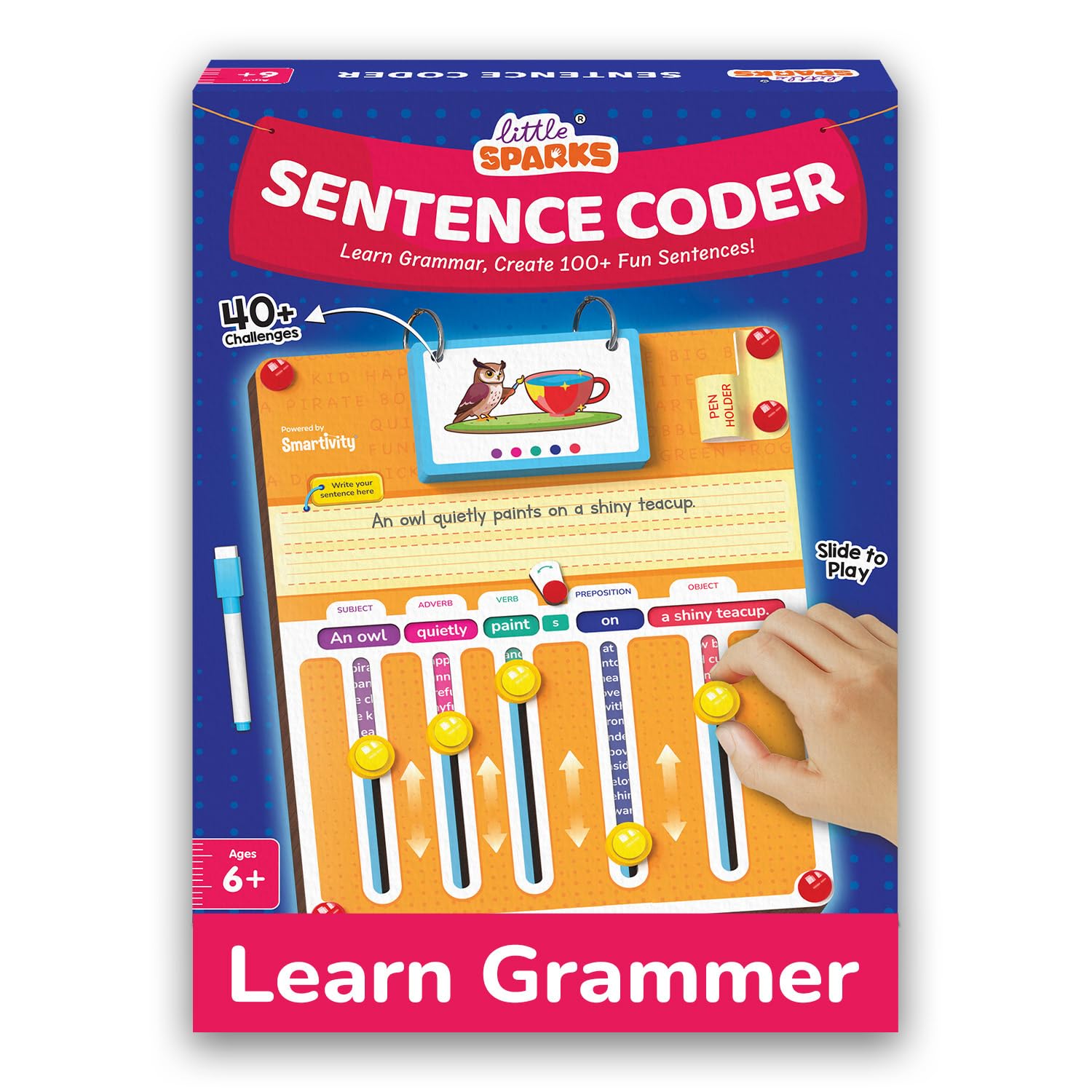 smartivity sentence coder grammar game for kids 6+ years - learn sentence building & parts of speech - 40+ picture challenges - educational screen-free learning gift