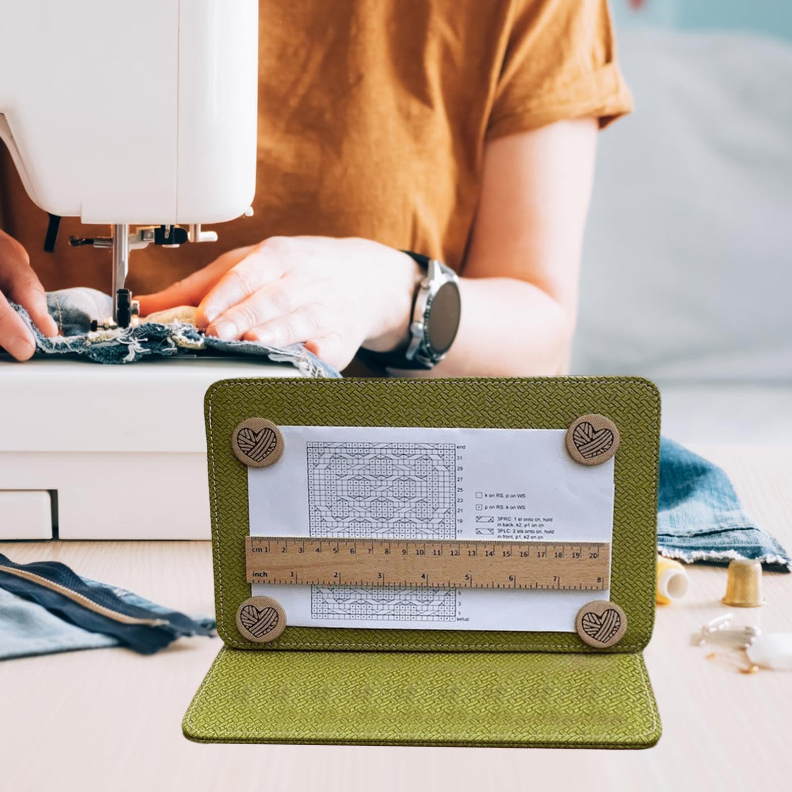 Patroonhouder voor haken en breien - Magnetisch - Opvouwbaar - Met magneet liniaal Handige accessoire voor haak- en breiliefhebbers, ideaal voor het