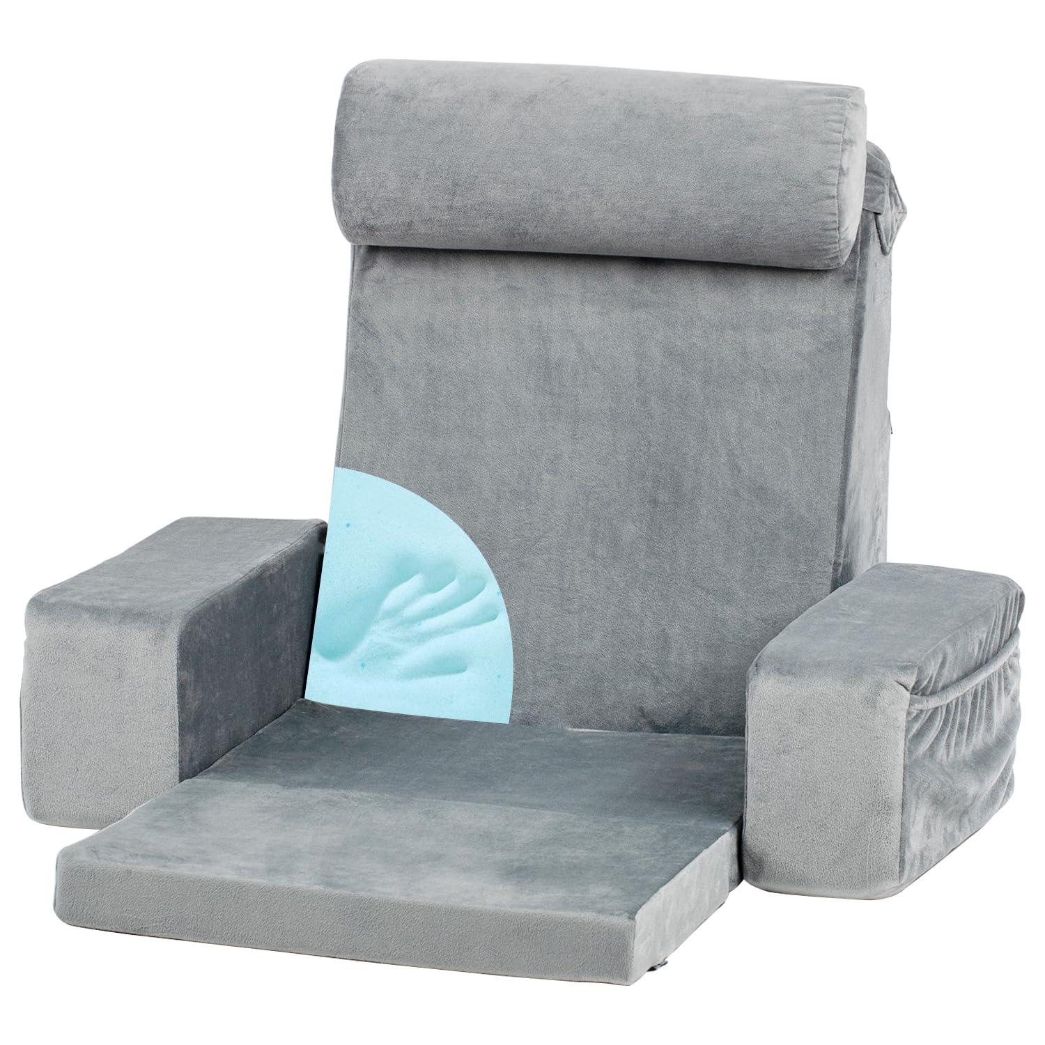 Upgraded Reading Pillow with Seat Cushion,Back Pillow for Bed/Floor Sitting Up Adult,Widened Backrest Pillow Height Adjustable with Memory Foam,Great for Reading/Games/Watching TV, 24"