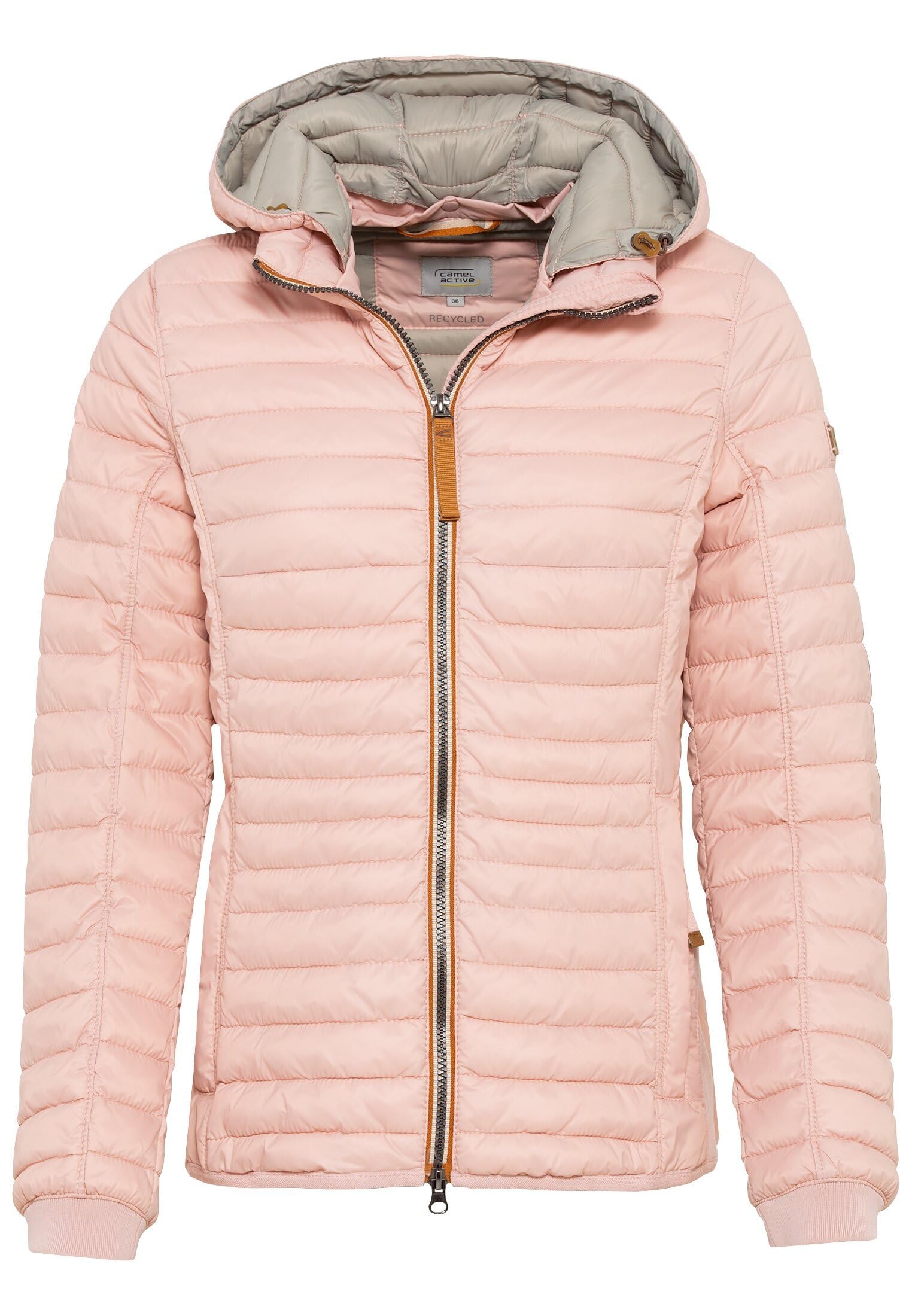 camel active Women's Lightweight Quilted Jacket with Removable Hood, rose, 42