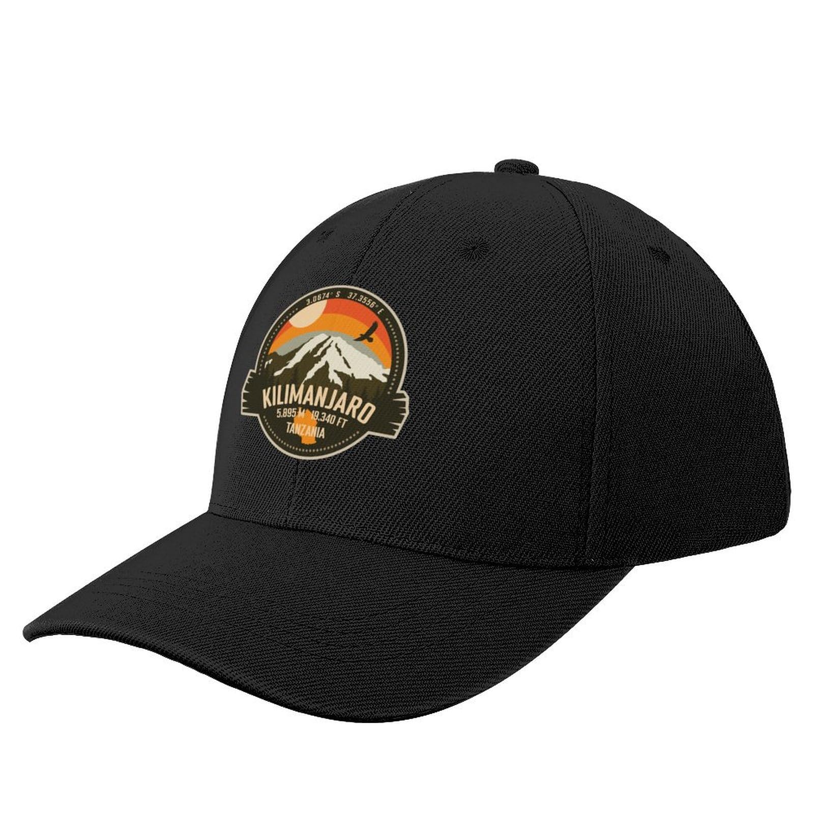 HFGAASSH Baseball Cap Mt Kilimanjaro Tanzania, Africa - Summit Mountain Trekking Retro Badge Winter Hats for Men Visor Mens Hats Women's Holiday Sports Gifts