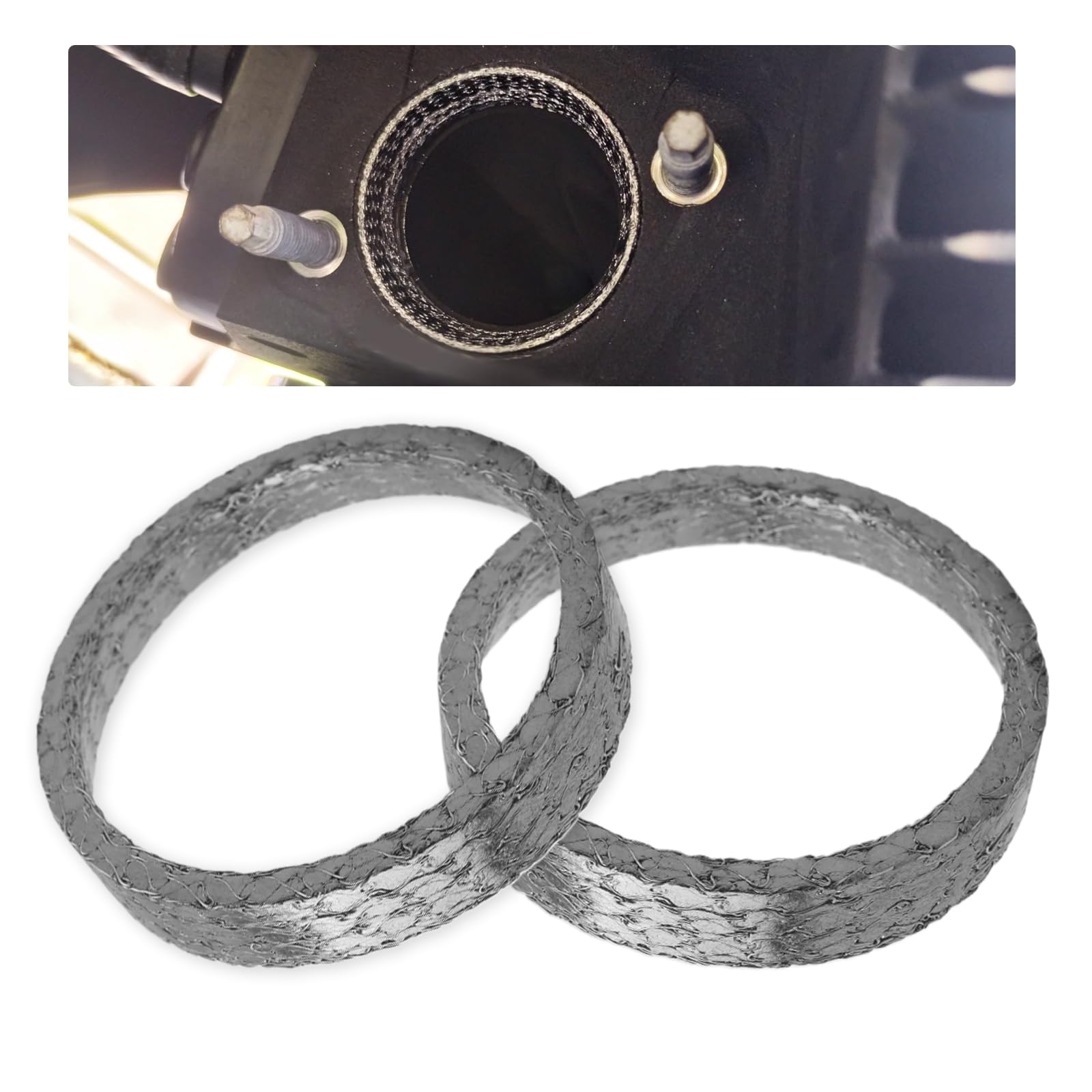 Photo 1 of 2PCS Compatible with Harley Exhaust Gasket,Motorcycle Exhausts Flange Gasket Replacement Compatible with Softail/Dyna/Touring/Sportster,Professional Exhaust Manifold Gaskets