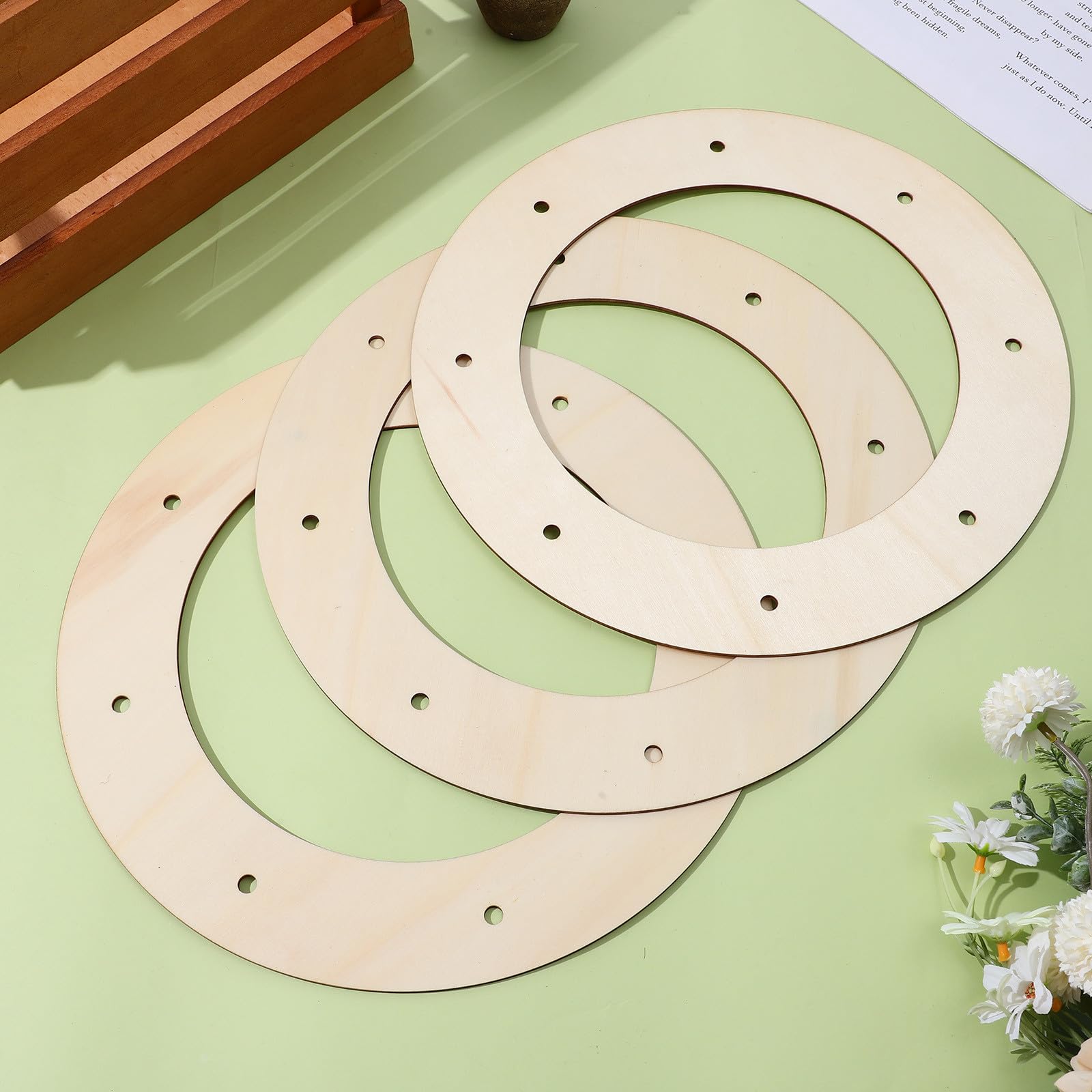 KESYOO Set di 12 Cornici per Ghirlande in Legno, Anelli E Forme Rotonde per Decorazioni Natalizie Fai da Te
