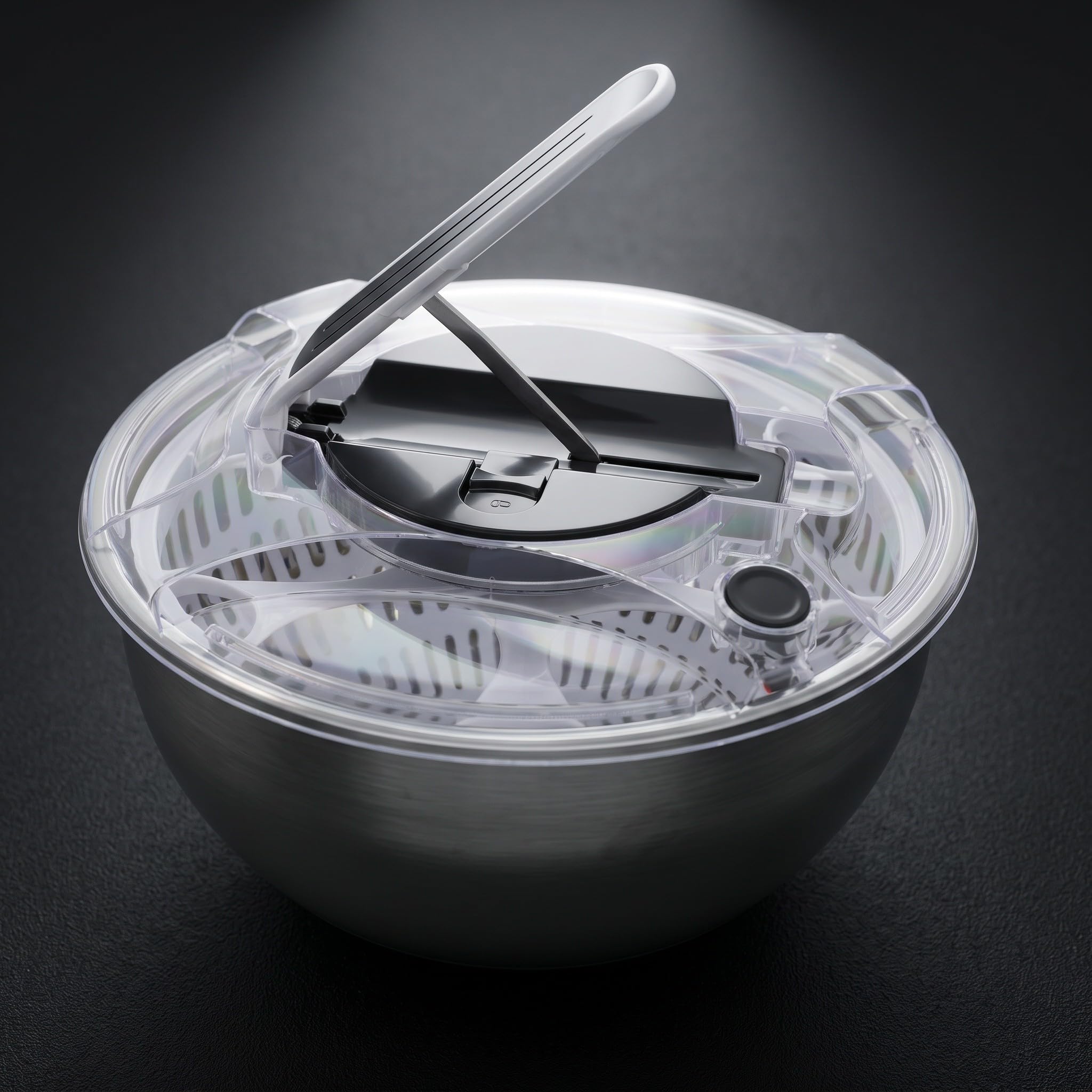Gatuida Juego de centrifugadora de Ensalada de Acero Inoxidable, Limpiador | Secador de frutas y verduras, bol para servir y cesta coladora para ensaladas y productos frescos, crujientes y limpios,