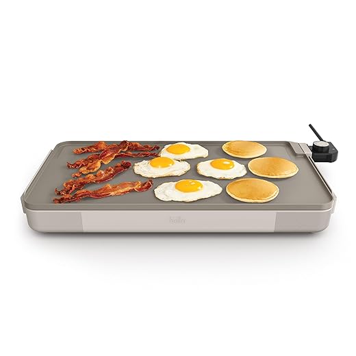 bella 12" x 22" Electric Griddle with EverGood™ Ceramic Nonstick Coating, Removable Temperature Probe, Dishwasher-Safe Drip Tray & Cool Touch Handles, Cook up to 15 Eggs, 1500 Watt, Oatmilk