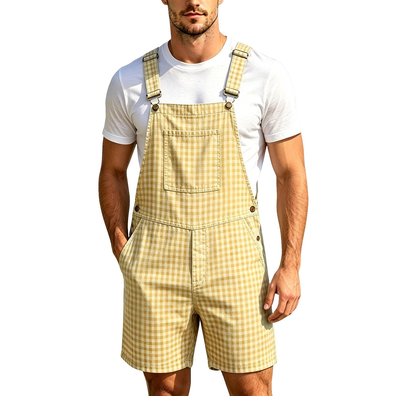 Generisch Pantalones de peto cargo para hombre, modernos, elásticos, pantalones cortos, peto, pantalones de trabajo de los 90, para tiempo libre, para exteriores, para hombre, ligeros, aireados