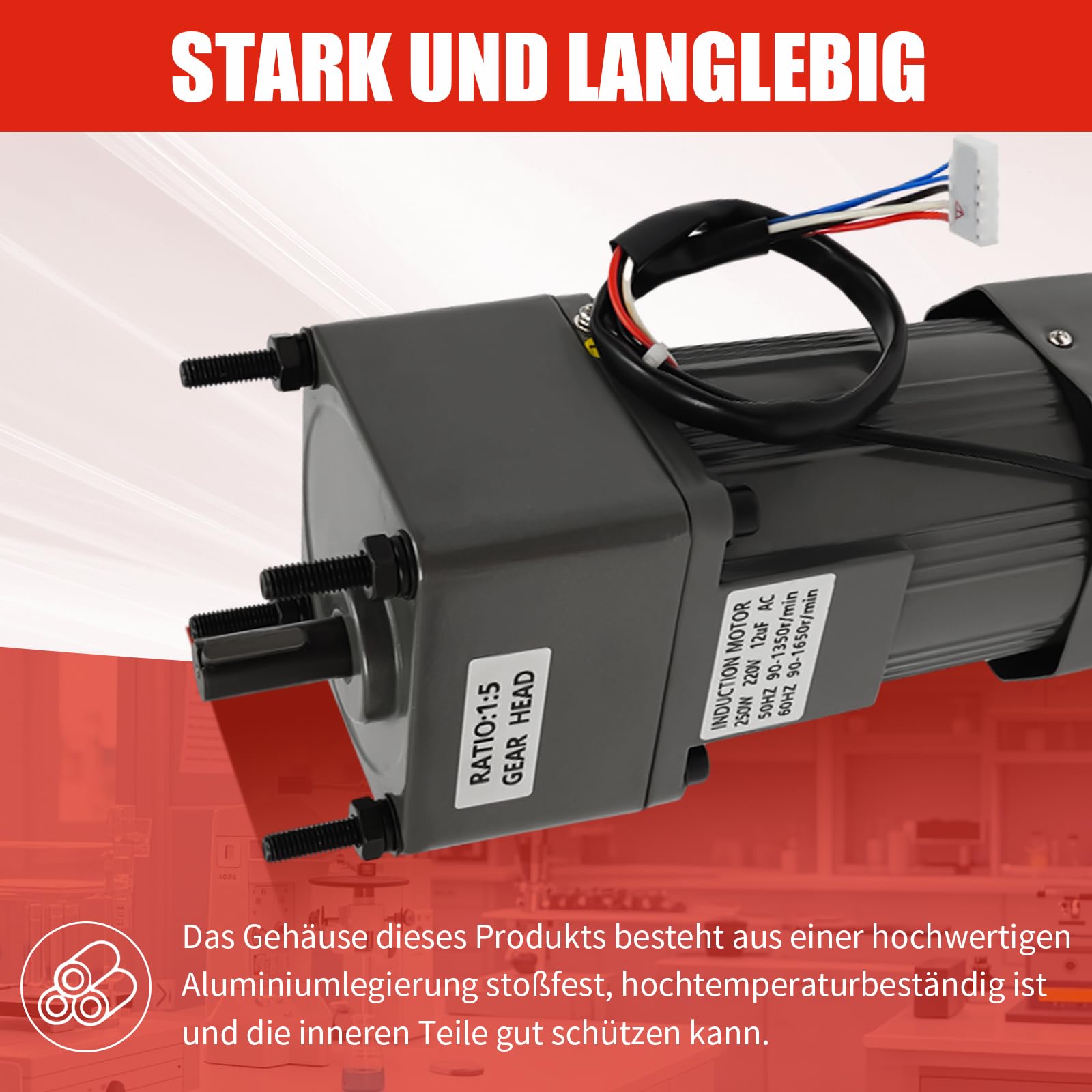 Elektrischer Getriebemotor, 250W 220V Elektromotor Hohe Effizienz Vorwärts- Und Rückwärtsdrehbar für Intelligenten Geräten, Tierhaltungsmaschinen