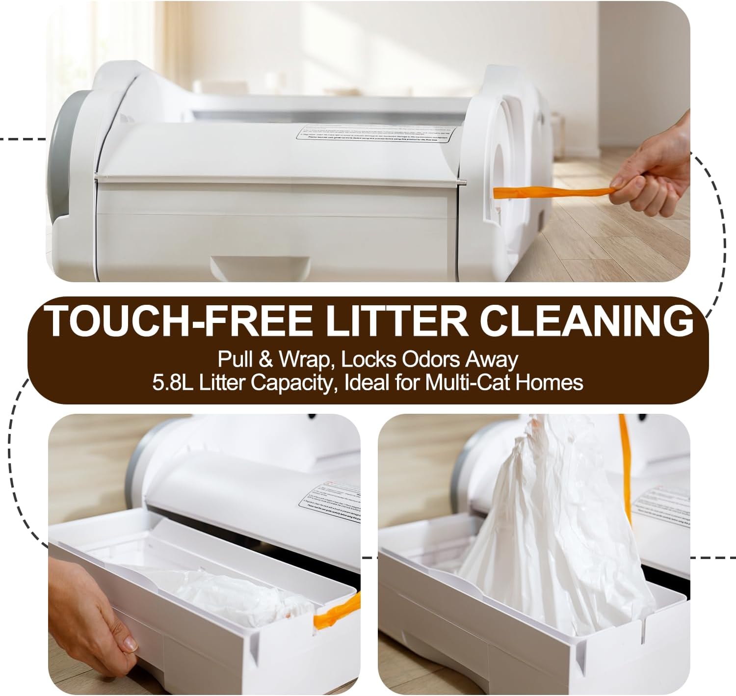 Automatic Litter Box Open Top Self Cleaning Cat Litter Box for Multiple Cats Electric Litter Box with Smart APP Control
