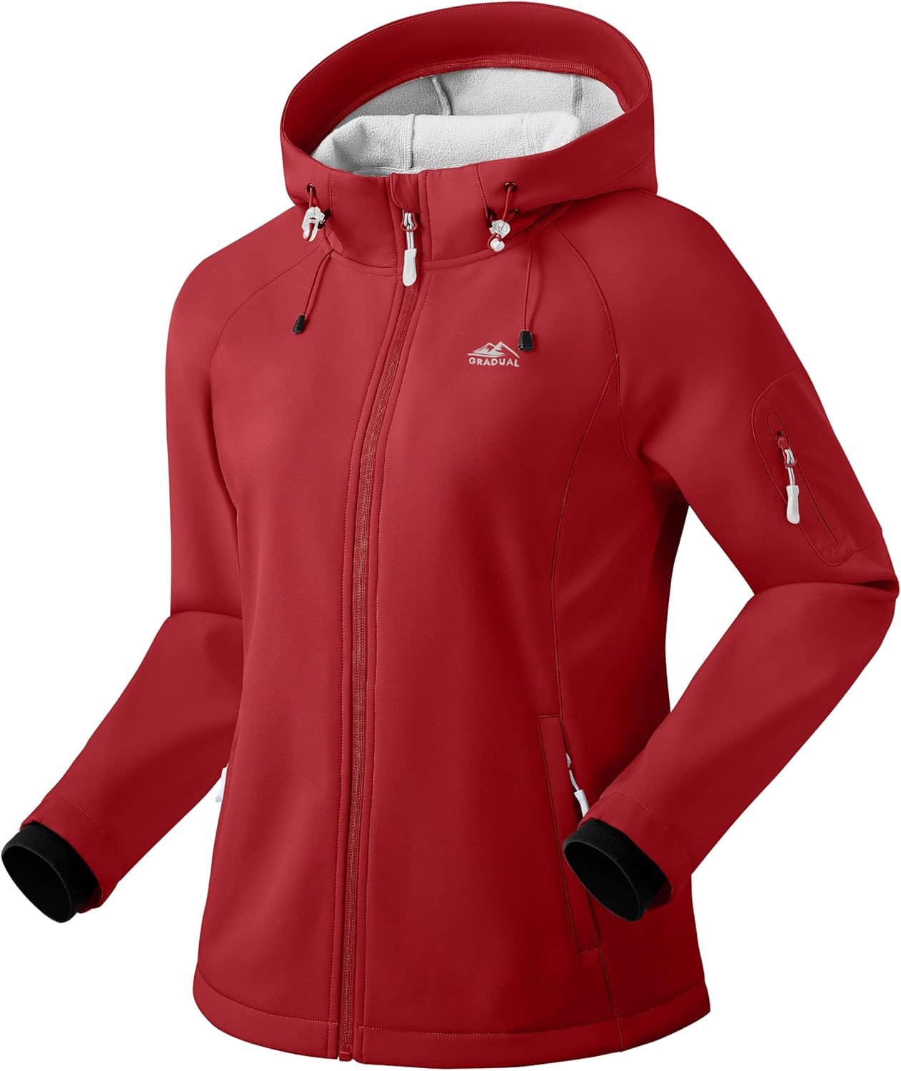 G Gradual Women's Fleece Lined Softshell Jacket Windproof Warm Light Waterproof Hooded Jacket for Women Winter/Fall/Spring