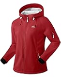 Women's Fleece Lined Softshell Jacket Windproof Warm Light Waterproof Hooded Jacket for Women Winter/Fall/Spring