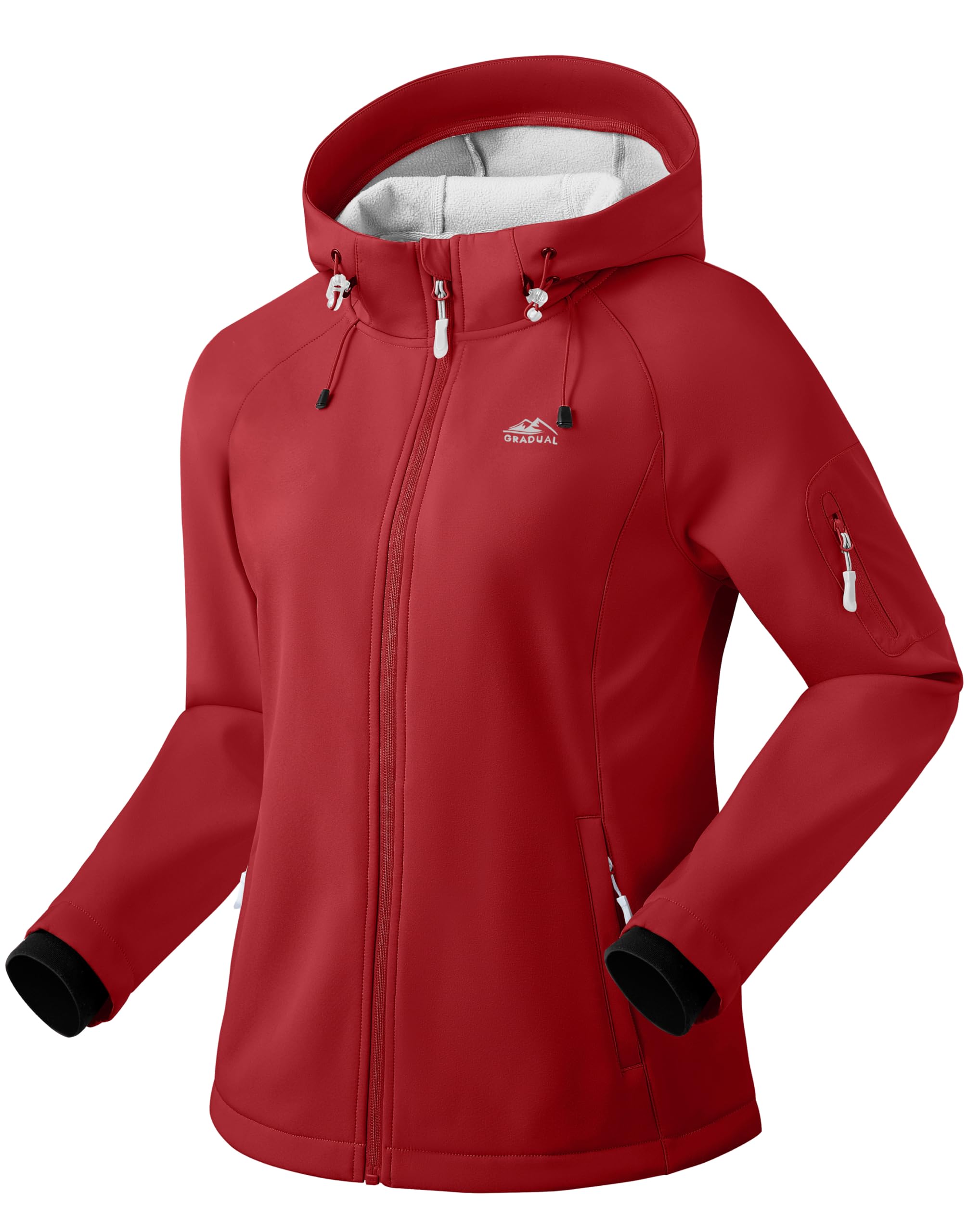 G Gradual Women's Fleece Lined Softshell Jacket Windproof Warm Light Waterproof Hooded Jacket for Women Winter/Fall/Spring