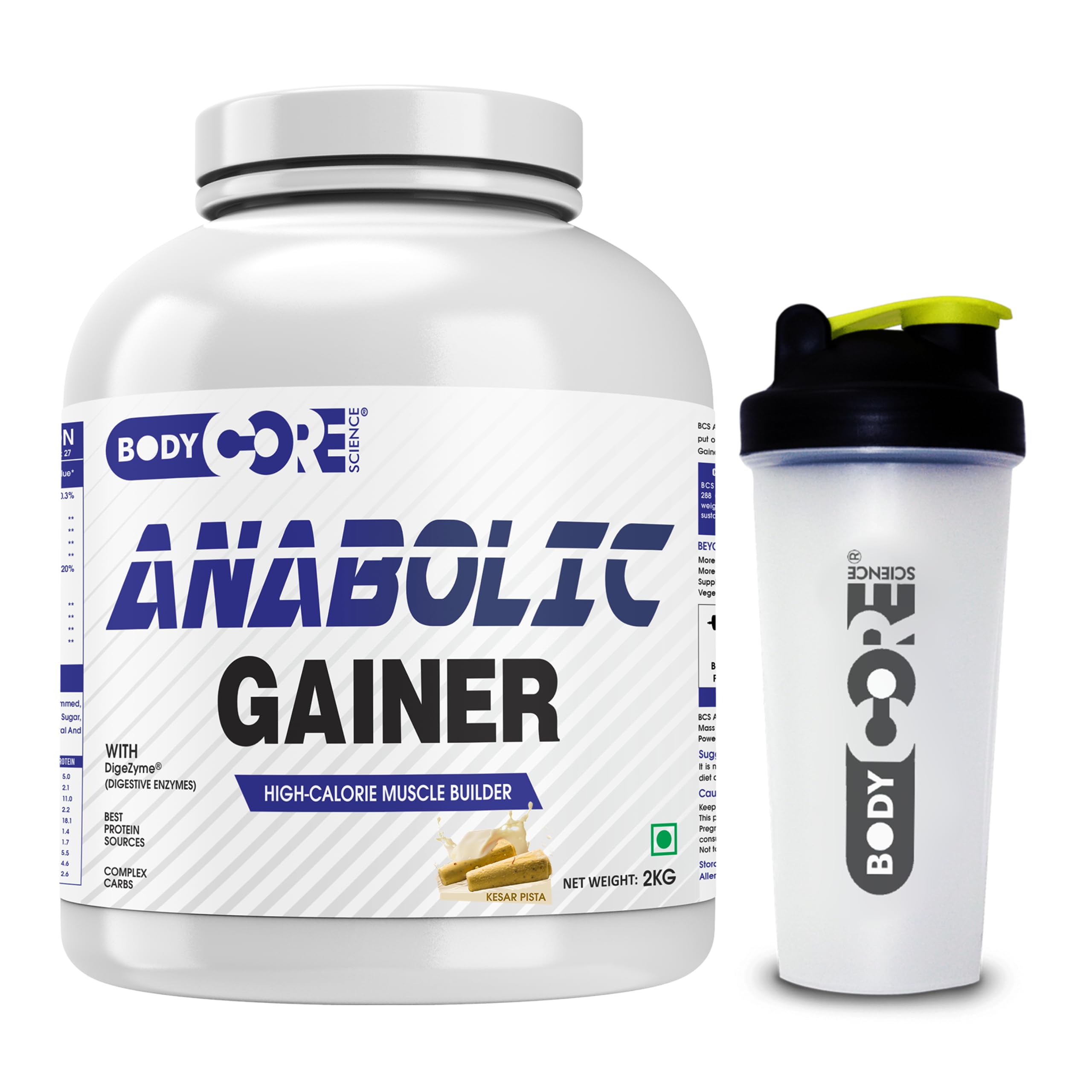 Body Core Science Anabolic Gainer-2 Kg (Kesar Pista) With Shaker | Mass Gainer | Muscle Gainer | Weight Gainer | Post Workout | (B0BL7V6XG5) Amazon Price History, Amazon Price Tracker