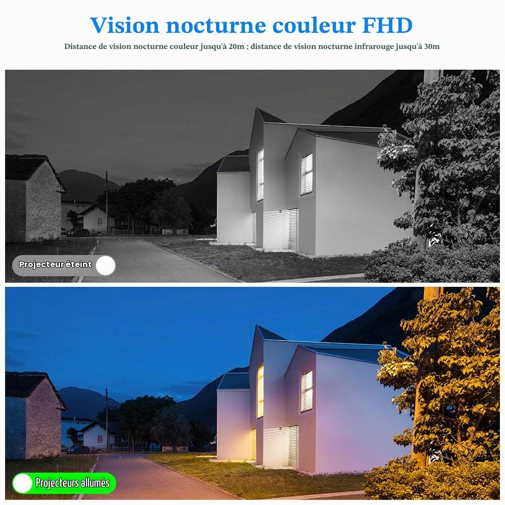 Ctronics 6X Zoom Hybride Caméra Surveillance WiFi Extérieure avec Suivi-Auto-Zoom, PTZ IP Caméra WiFi avec Double Objecti Détection Humaine Vision Nocturne Couleur Audio Bidirectionnel PC (1, Blanc)