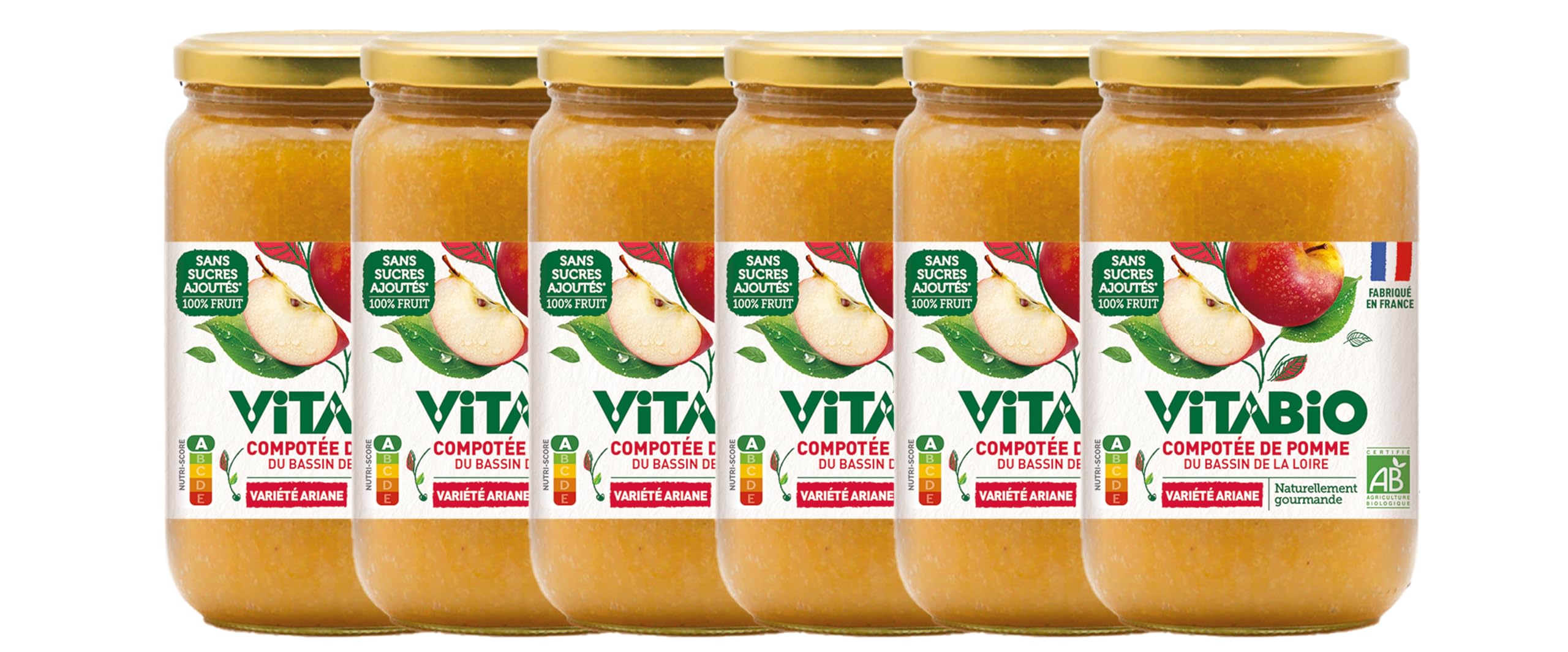 VITABIO - Purée de Pomme Ariane - 700g - BIO - Lot de 6