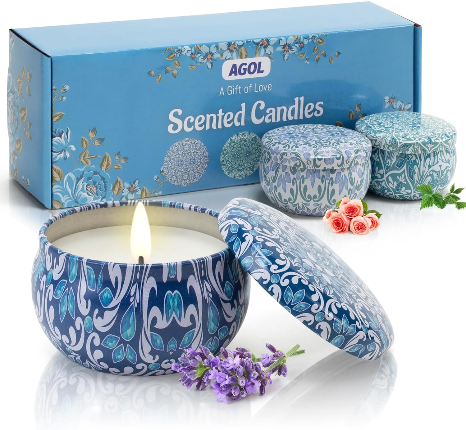 3 Pack Scented Candles Gift, 2.5 oz Aromatherapy Candles for Home Scented, Natural Soy Candles Stress Relief Gift for Women, Portable Small Jar Candles Set Gifts for Mother’s Day, Birthday