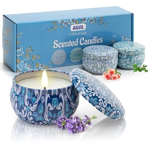 3 Pack Scented Candles Gift, 2.5 oz Aromatherapy Candles for Home Scented, Natural Soy Candles Stress Relief Gift for Women, Portable Small Jar Candles Set Gifts for Mother's Day, Birthday