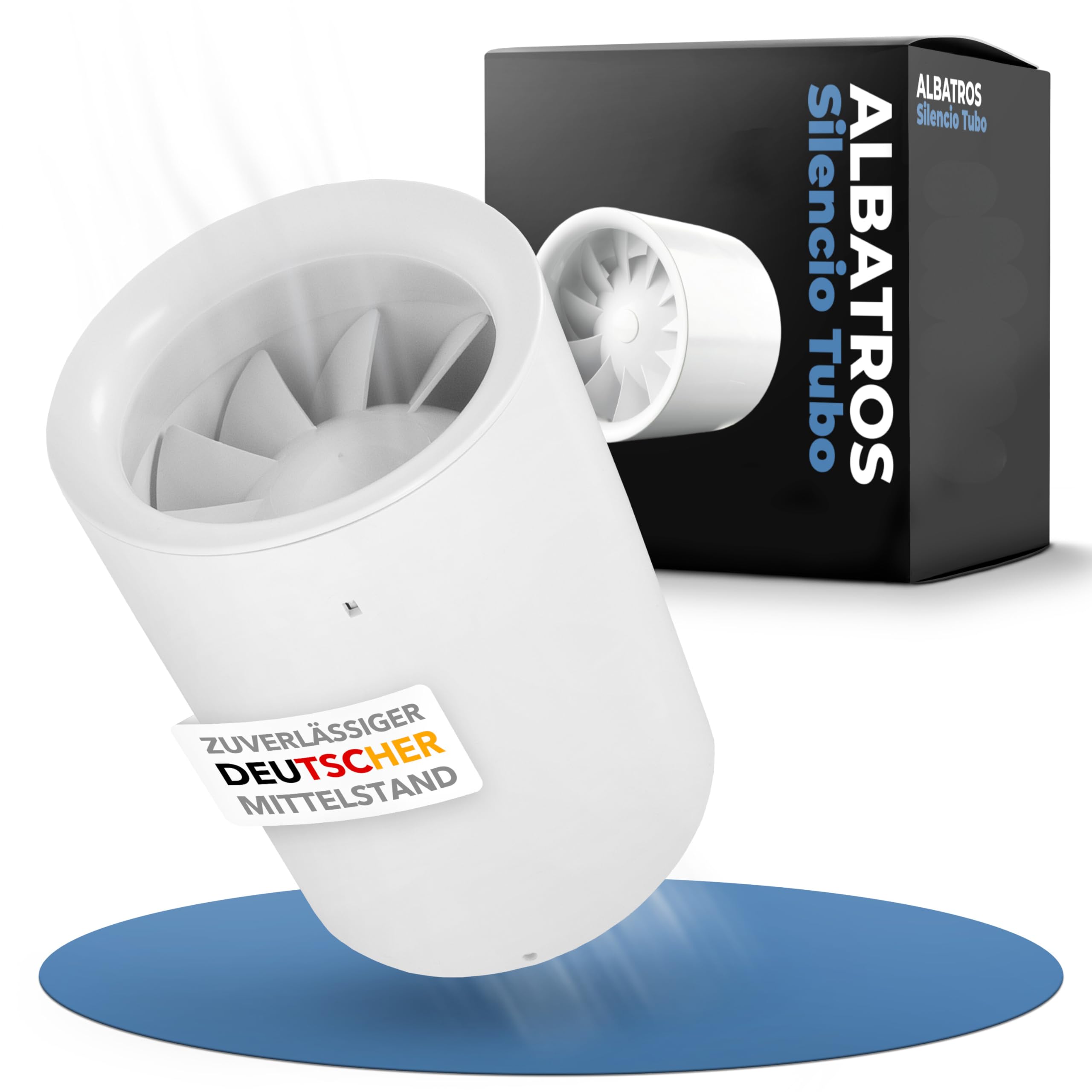Albatros Rohrventilator 100mm Silencio Tubo - Extra Leise und Leistungsstark - Innovativer Rohr-Lüfter für Bäder, Küchen und Wohnräume - Schafft ein angenehmes Wohlfühlklima
