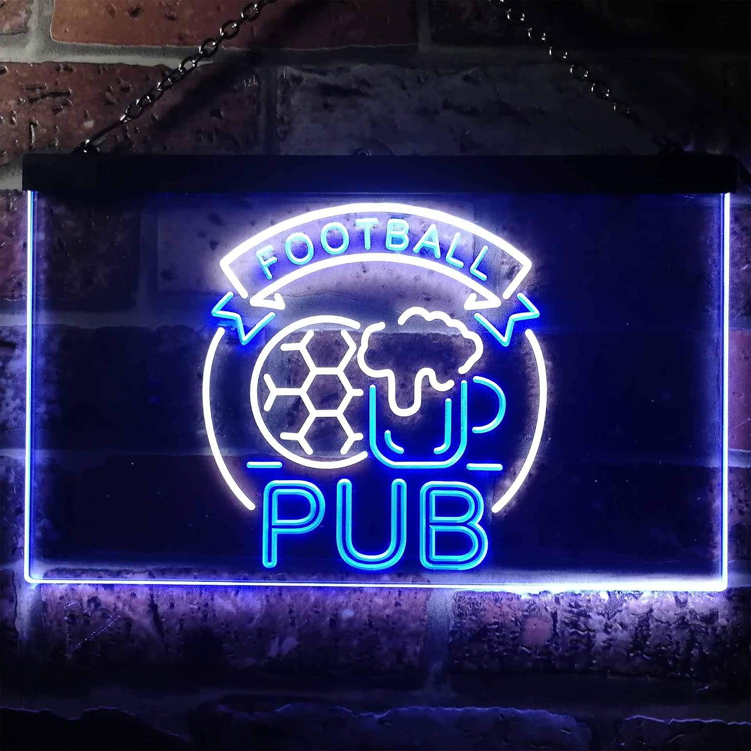ADVPRO Football Sport Club Bar Pub Dual Color LED Neon Sign White & Blue 12" x 8.5" st6s32-i3327-wb
