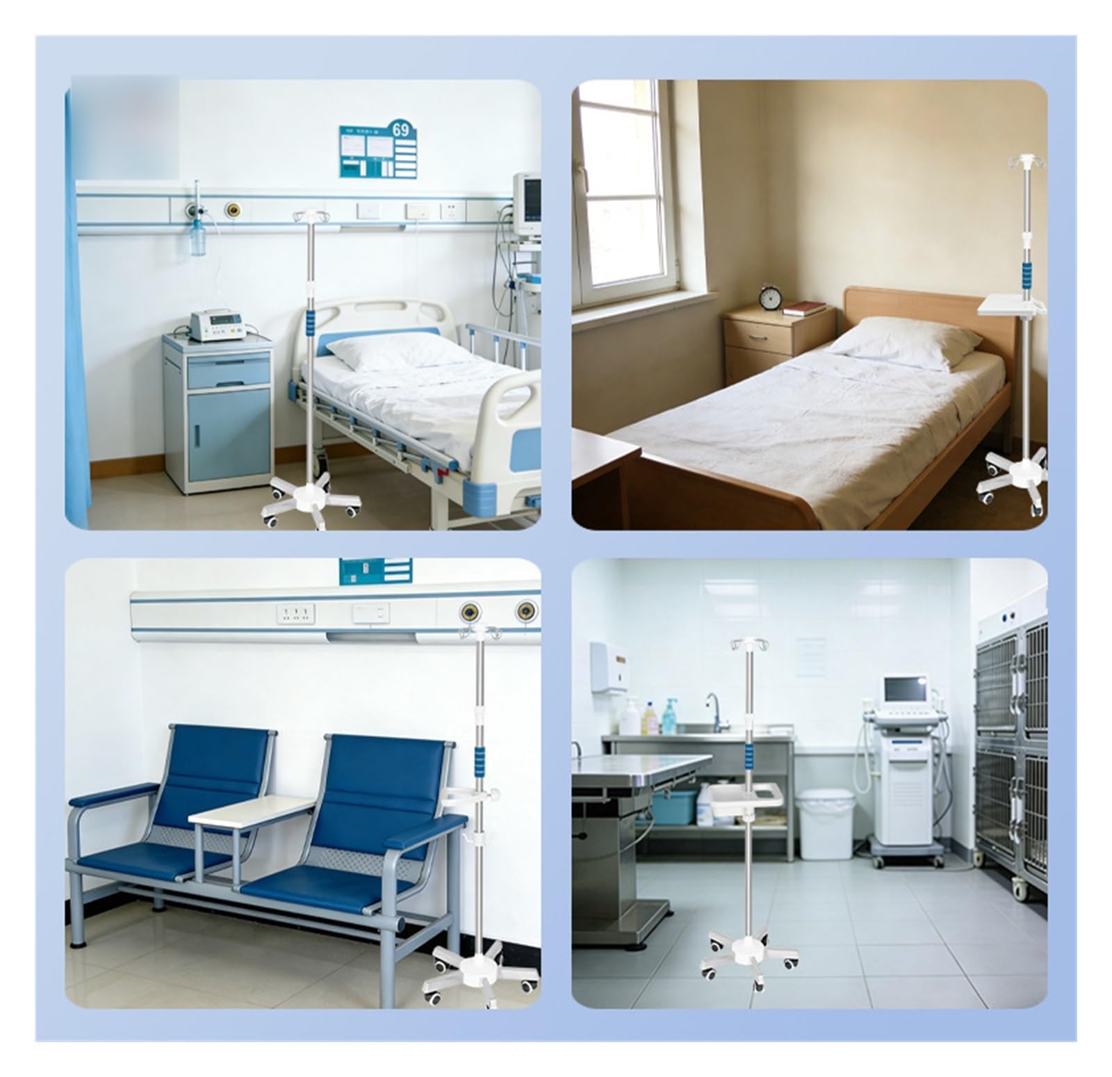Portasueros rodante con ruedas Portasueros portátil versátil portabotellas | Soporte for bolsa de altura ajustable, for hospitales, residencias de ancianos