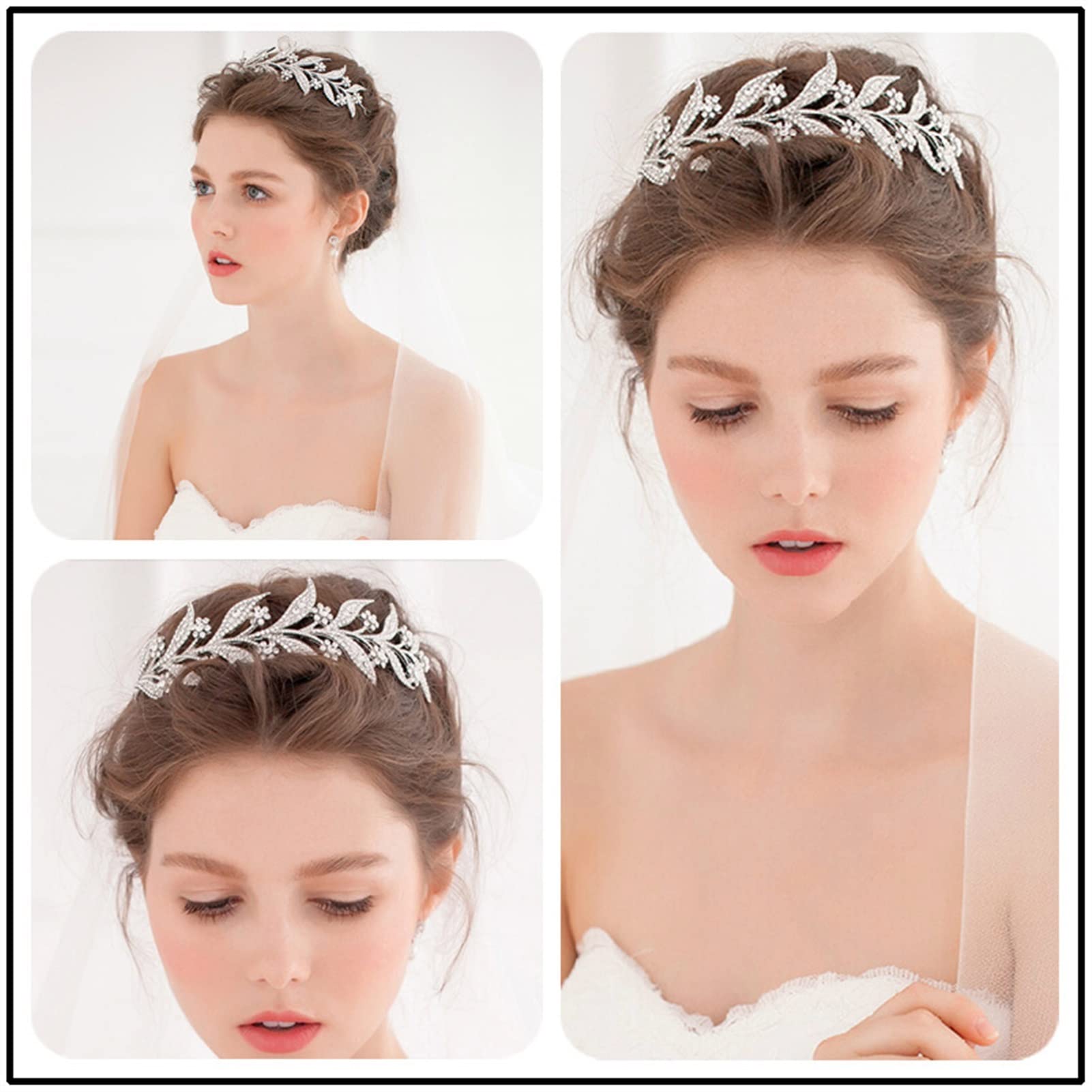 Tocados de Boda Cristal Exquisito Tocado Tiara Tiara Corona Boda Adorno Adorno decoración Tocado Novia
