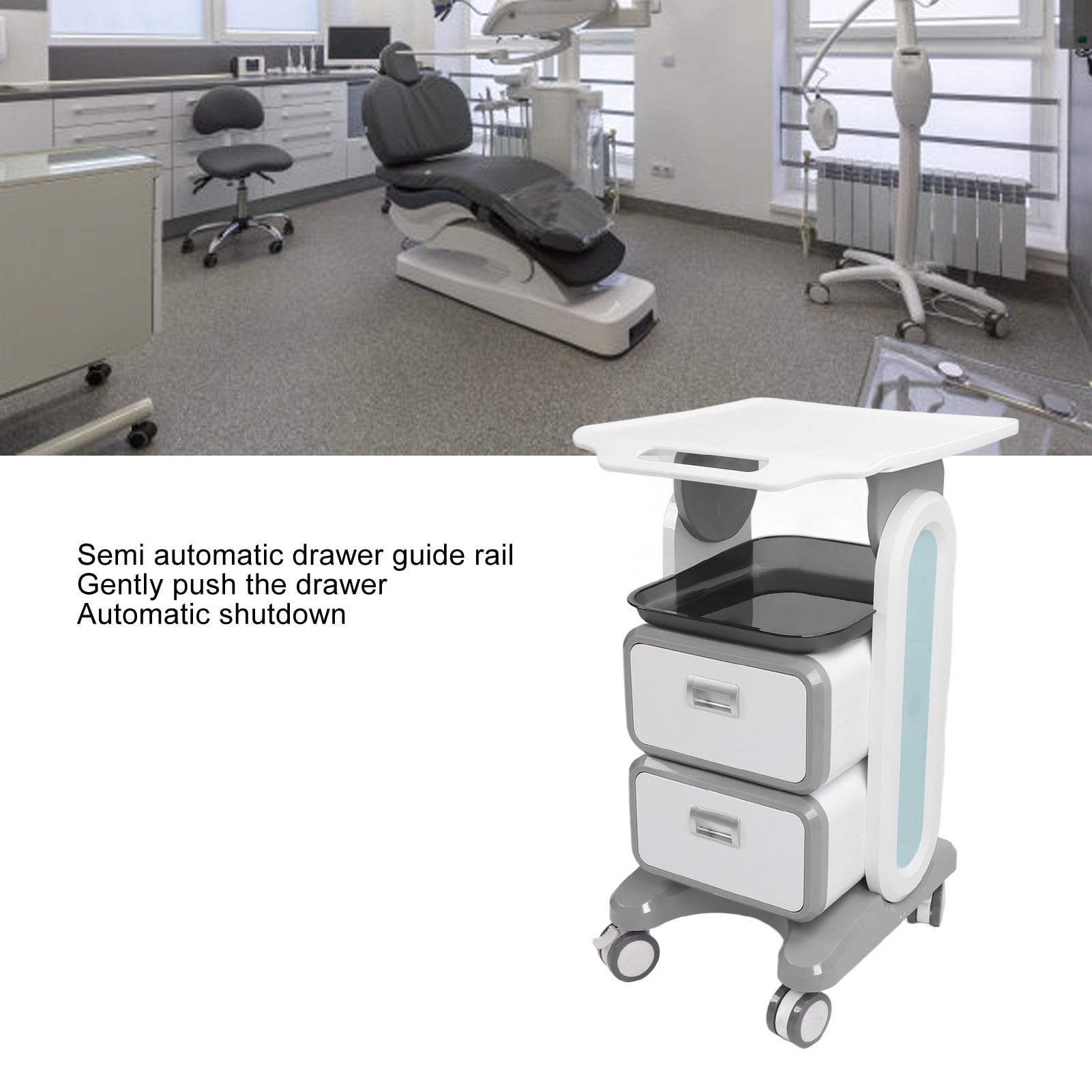 Carrello Medico Mobile con Doppi Cassetti, capacità di Carico di 50 Kg, Design Ergonomico, Ampio Spazio di Archiviazione, per Clinica del Salone di Bellezza