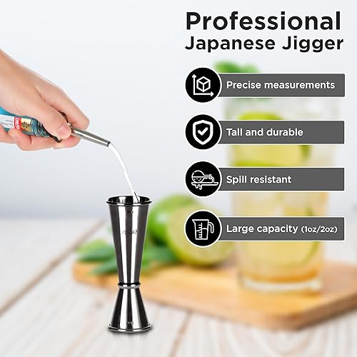 Miniatura 5 de Teavas Mixology Kit de barman y bolsa de kit de barman  Kit de barman de acero inoxidable de 12 piezas con coctelera Boston, colador, jigger,