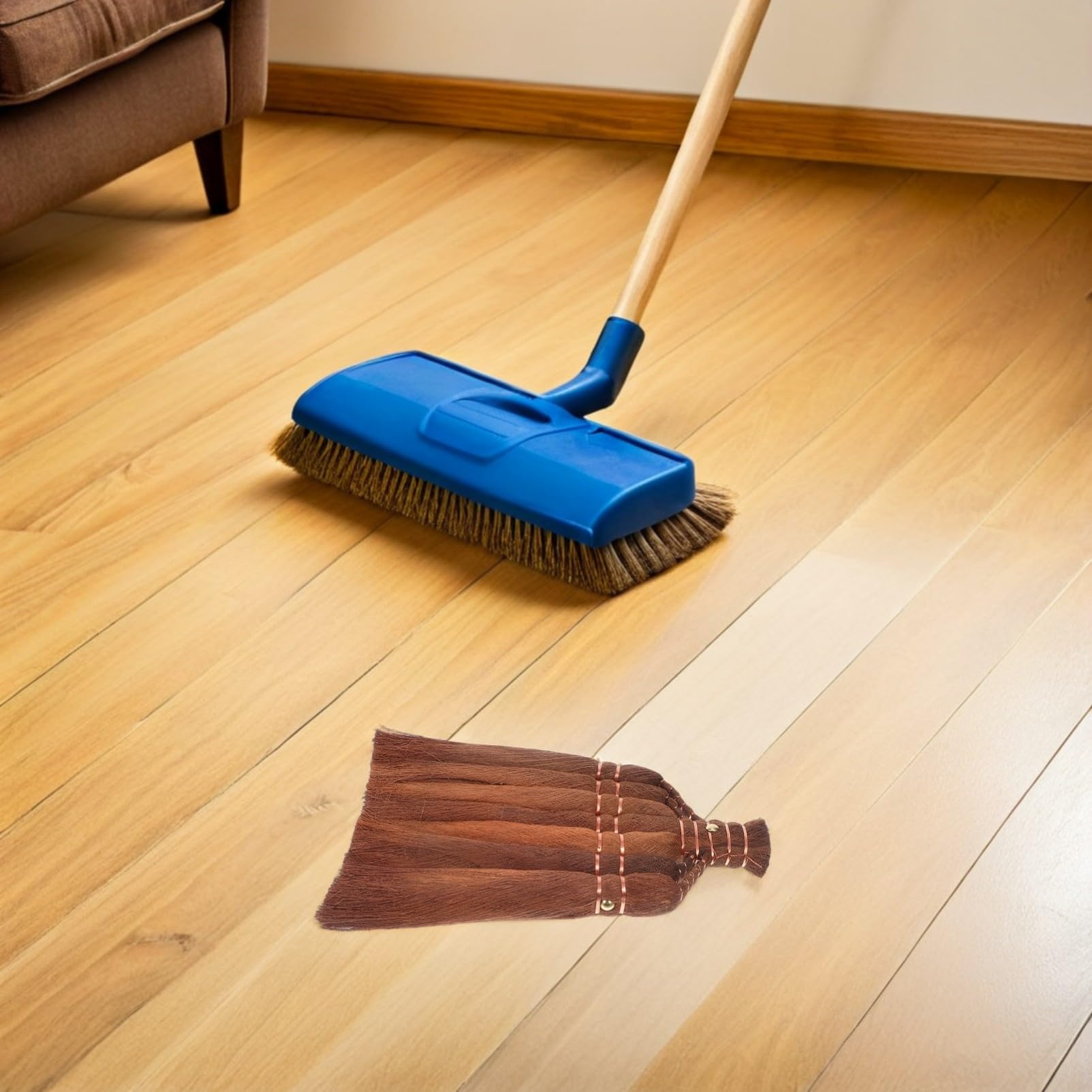 COLLBATH Cabezal de Escoba de Fibra de Palma Artesanal para Limpieza Exterior Resistente y Duradero Recambio para Escoba de Jardín y Patio para Barrer Superficies Duras