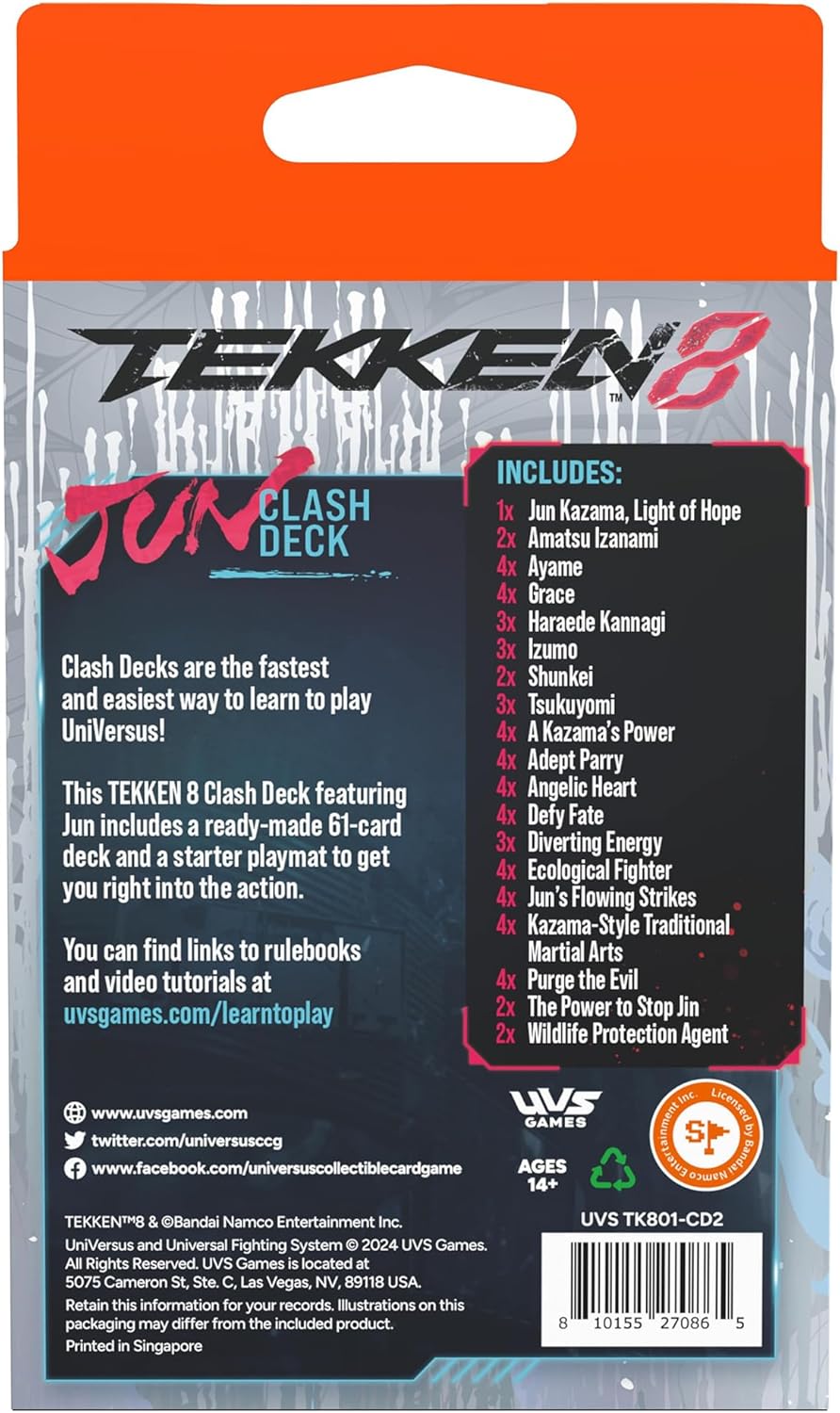 UFS Gamse UniVersus Tekken 8: Clash - Jun Ready to Play Character Deck, Collectible Card Game, Paper Play Mat, Officially Licensed